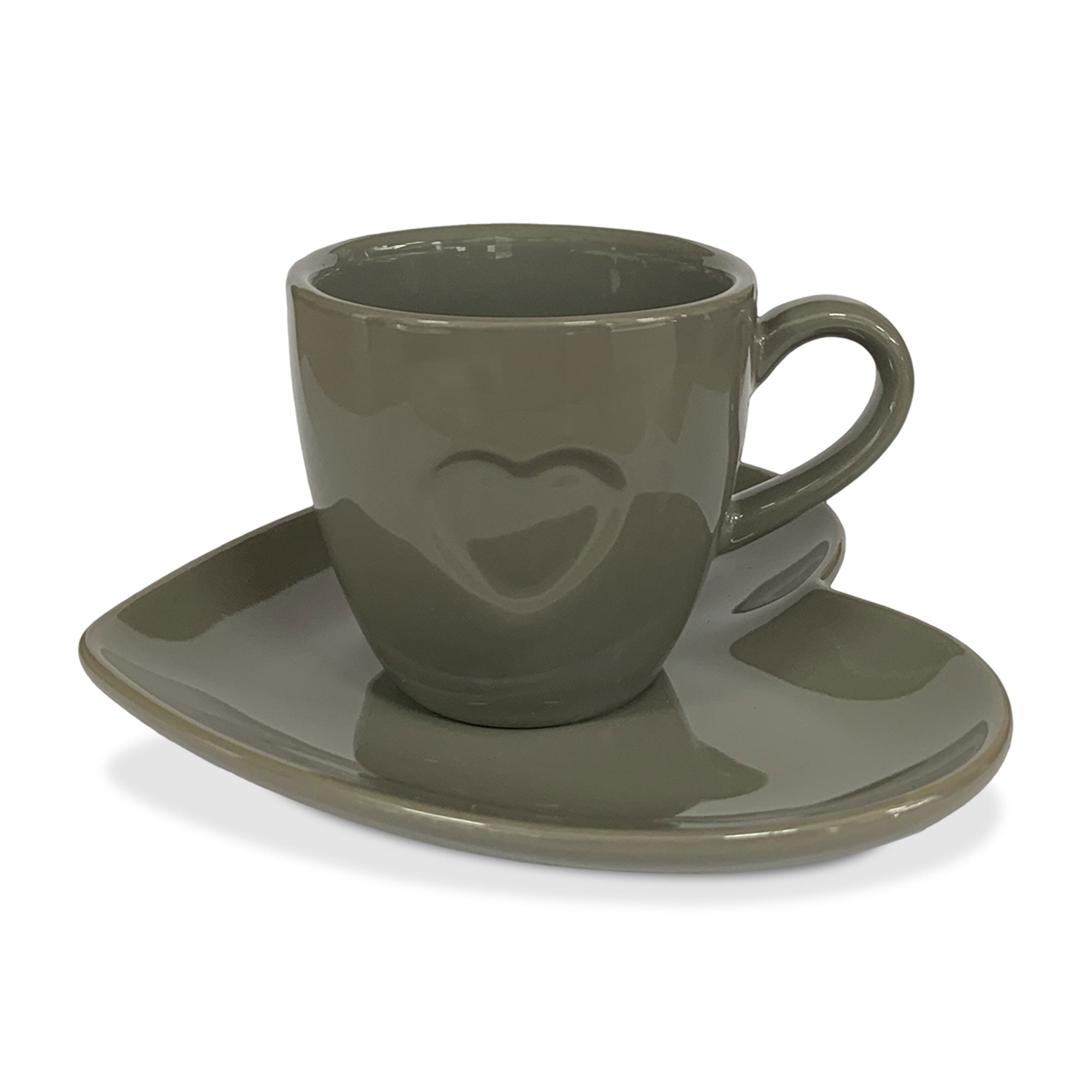 TAZZA CON PIATTINO IN PORCELLANA POLICROMA, MANIFATTURA COZZI, VENEZIA