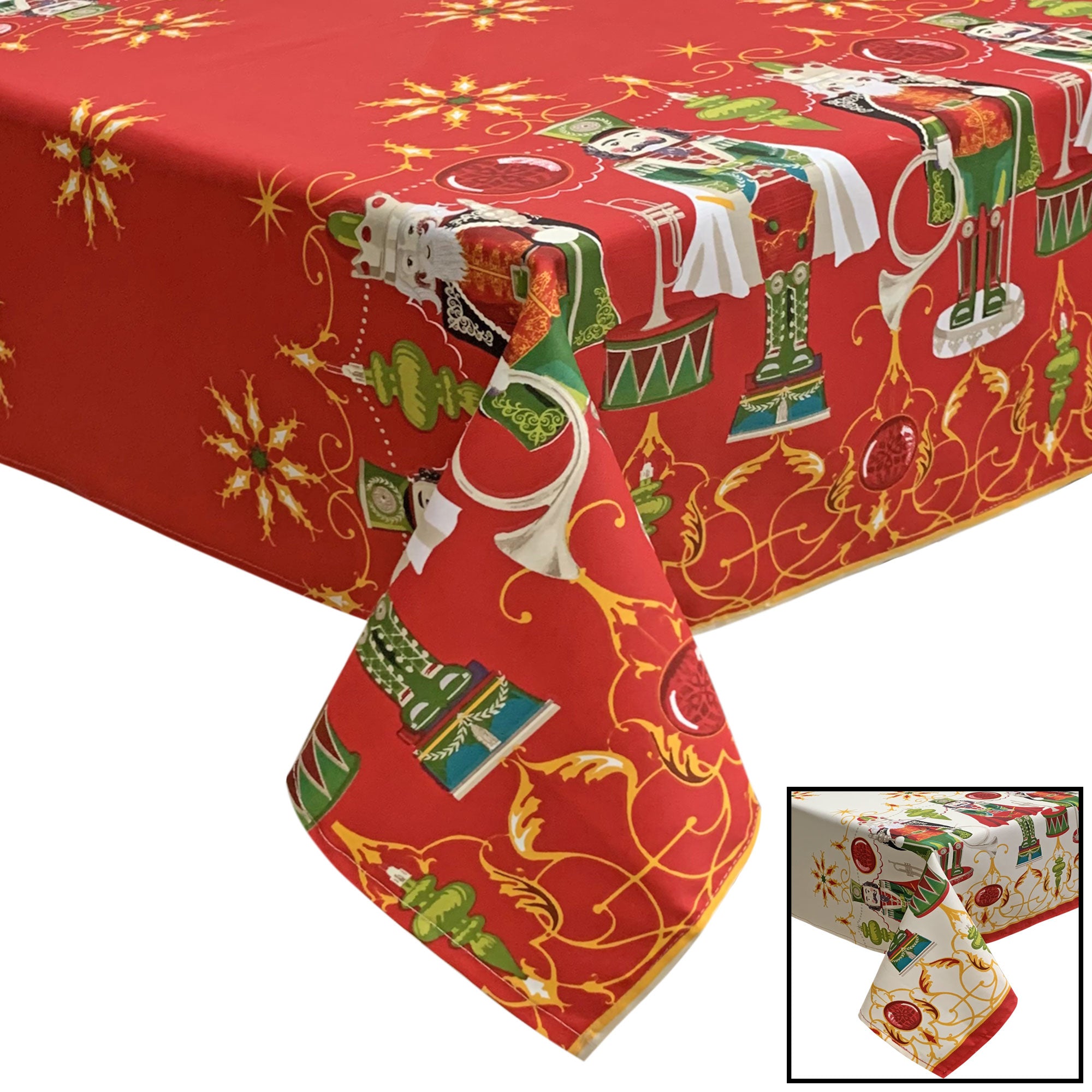 Tovaglia Natalizia in rasatello stampata Preziosa Home 24 posti Natale 6386