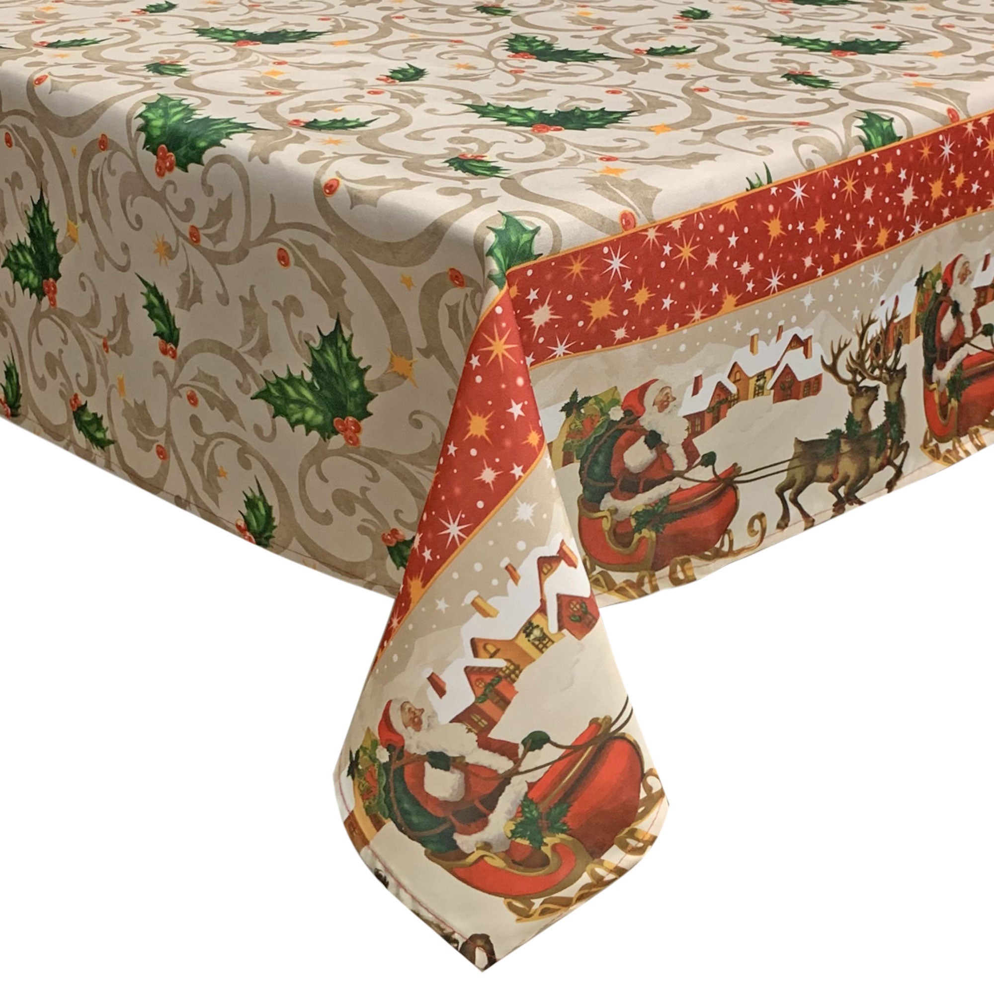 Tovaglia Natalizia stampata no stiro Sommaruga 6 posti Tavola Natale 6389
