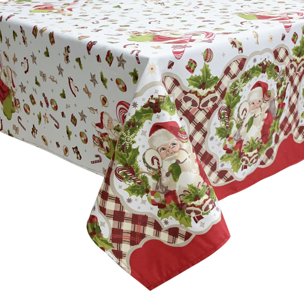 Tovaglia Natalizia in rasatello stampata Preziosa Home 12 posti Natale 6405