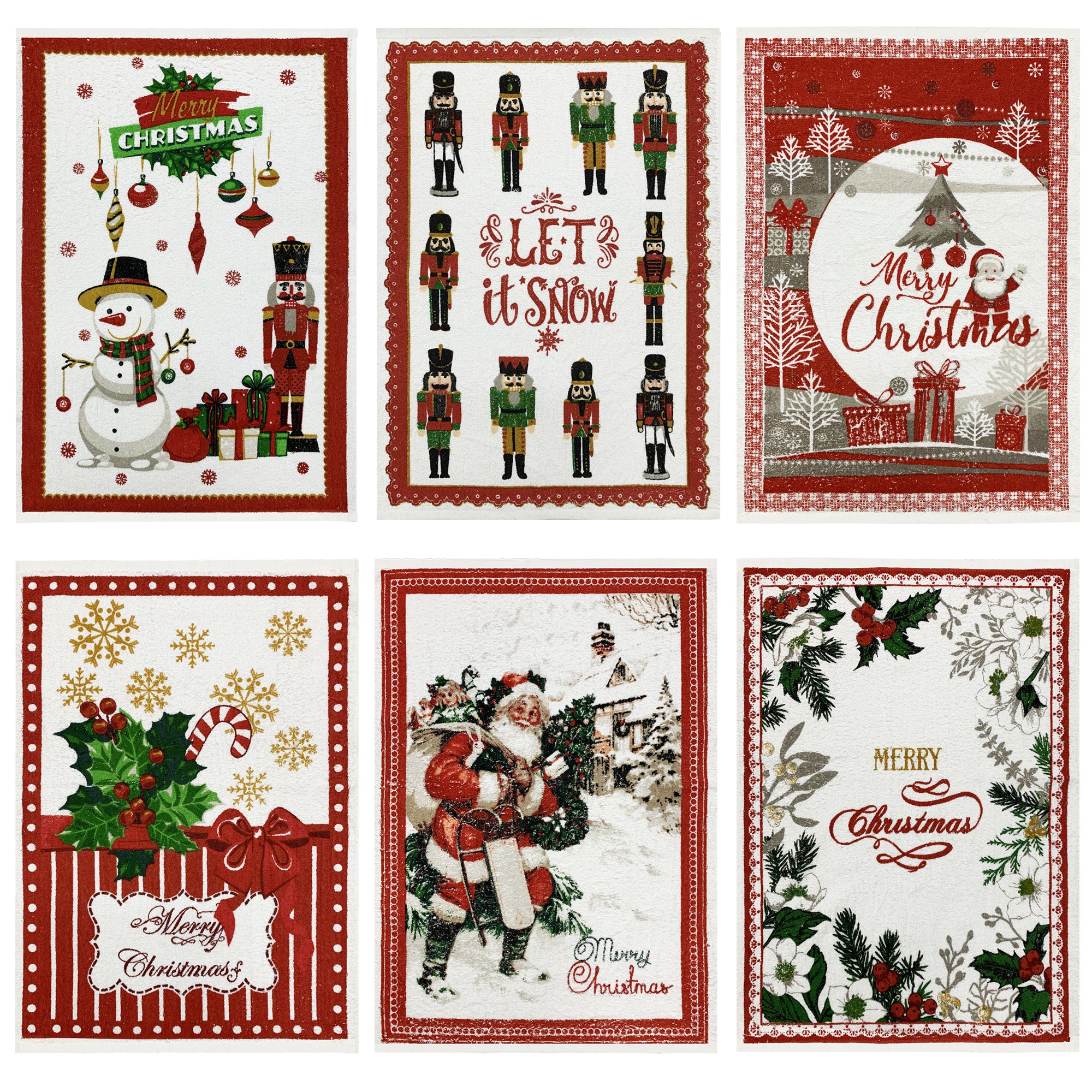 Preziosa Home Weihnachtsgeschirrtücher aus Schwamm 6 Stück Weihnachten