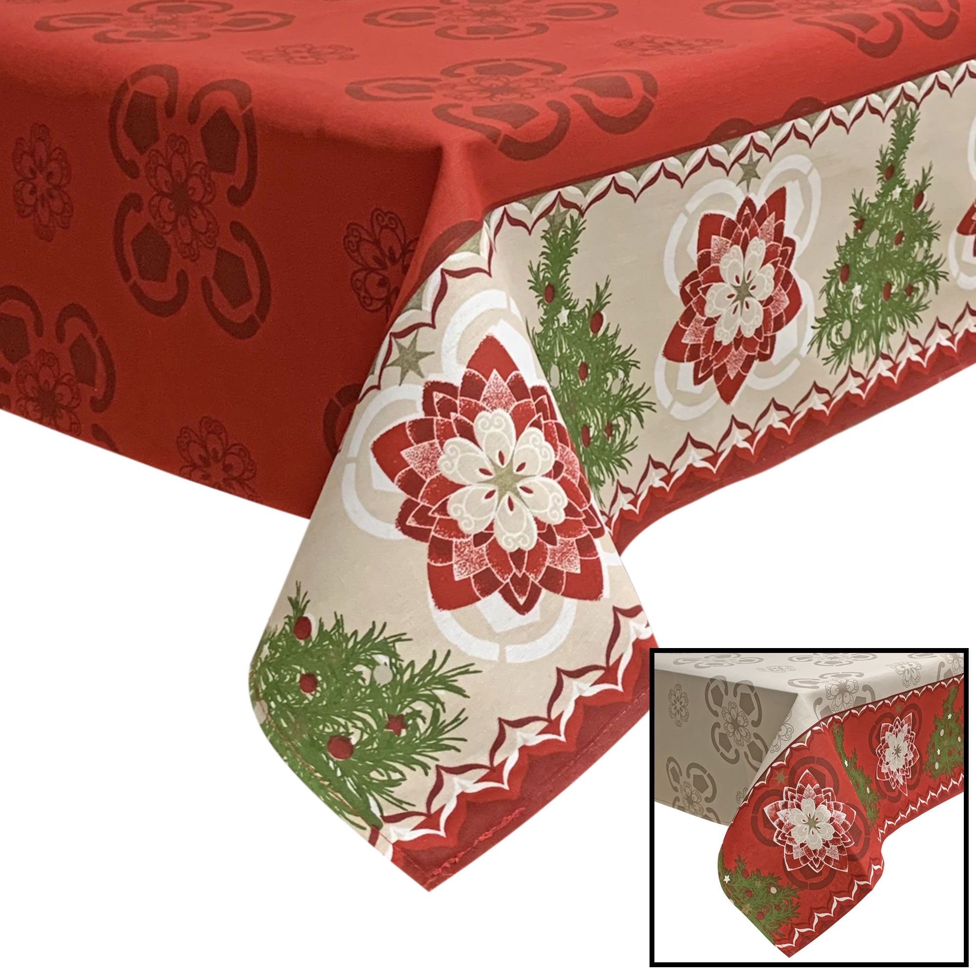 Tovaglia Natalizia panama stampata Preziosa Home 6 posti Natale Abete 6438