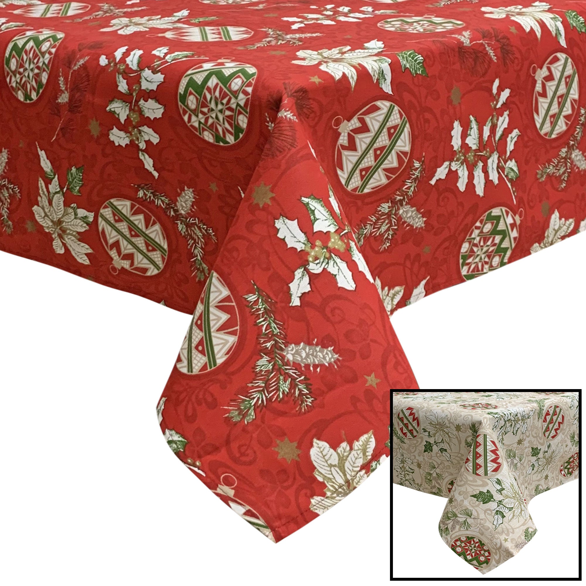 Tovaglia Natalizia panama stampata Preziosa Home 12 posti Natale Abete 6444