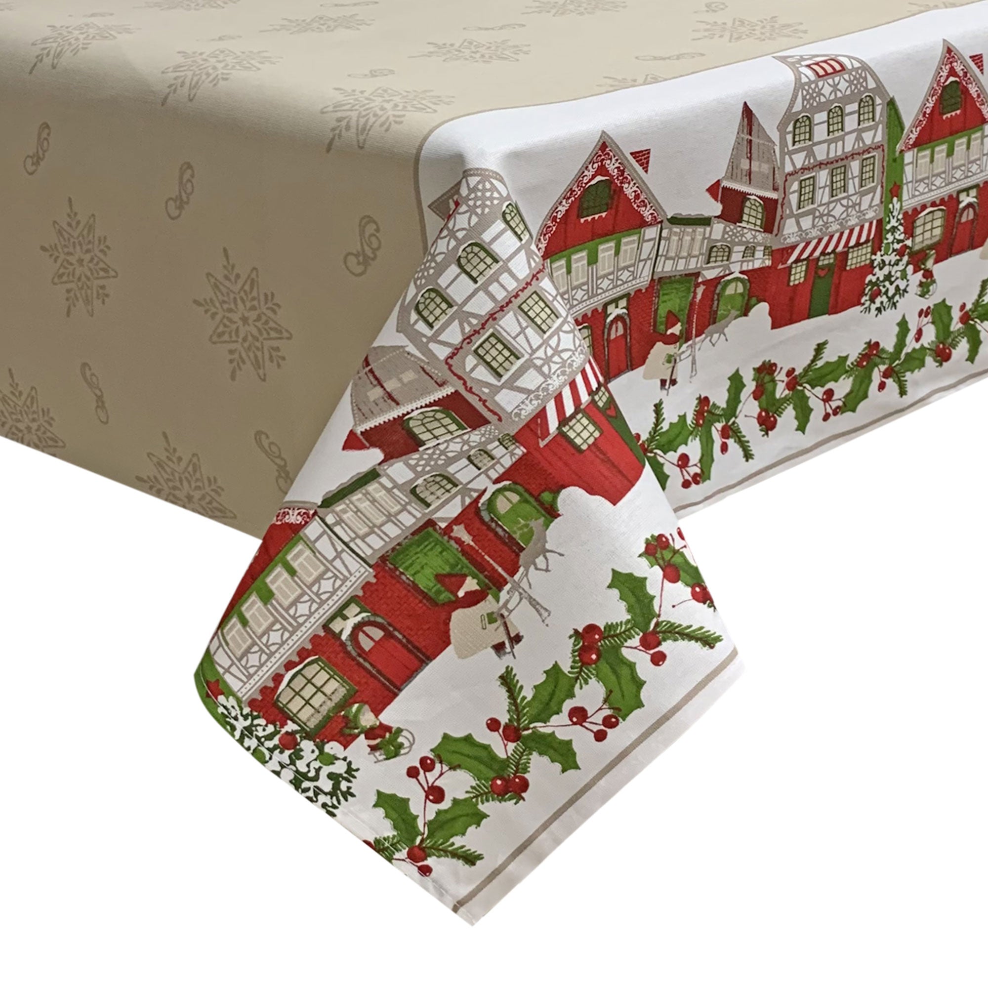 Tovaglia Natalizia panama stampata Preziosa Home 24 posti Natale Abete 6452