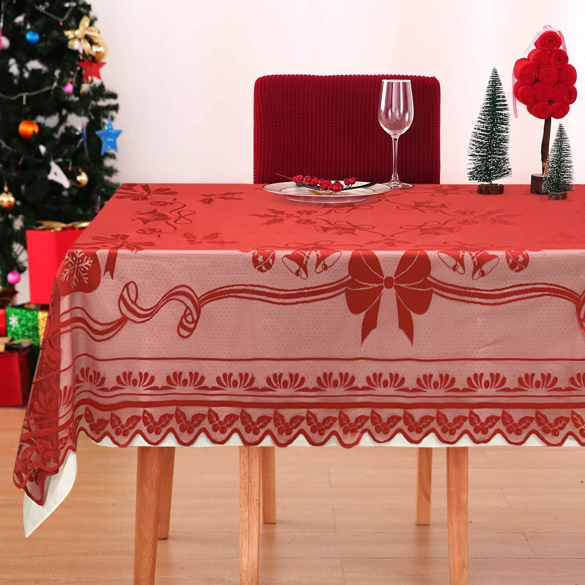 Copritavolo Natalizio in filet piazzato smerlato Preziosa Home 12 posti 6471