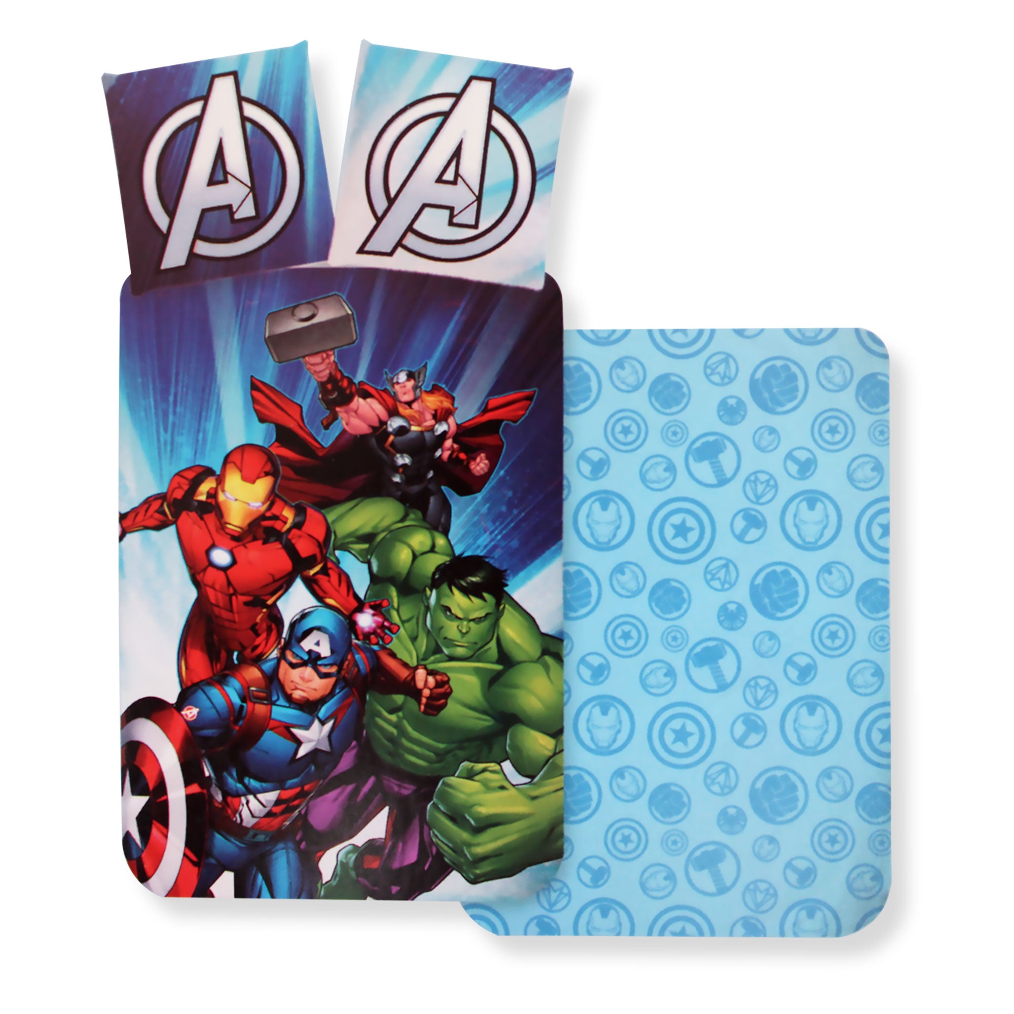 Set Copripiumino Marvel Avengers per letto singolo doubleface in cotone 6555