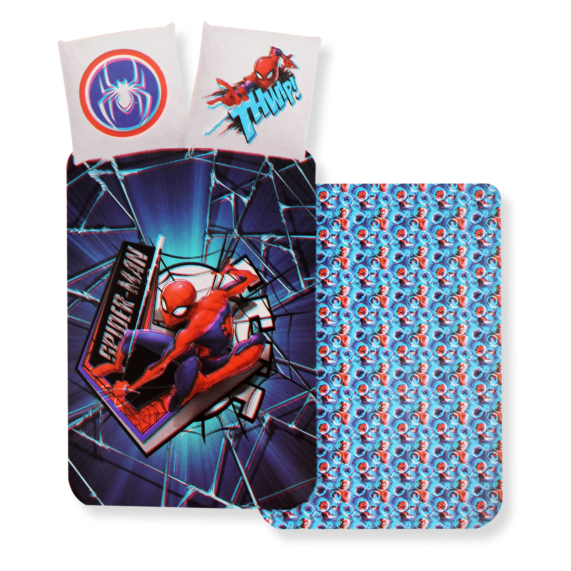 Set Copripiumino Marvel Spiderman per letto singolo doubleface in cotone 6556