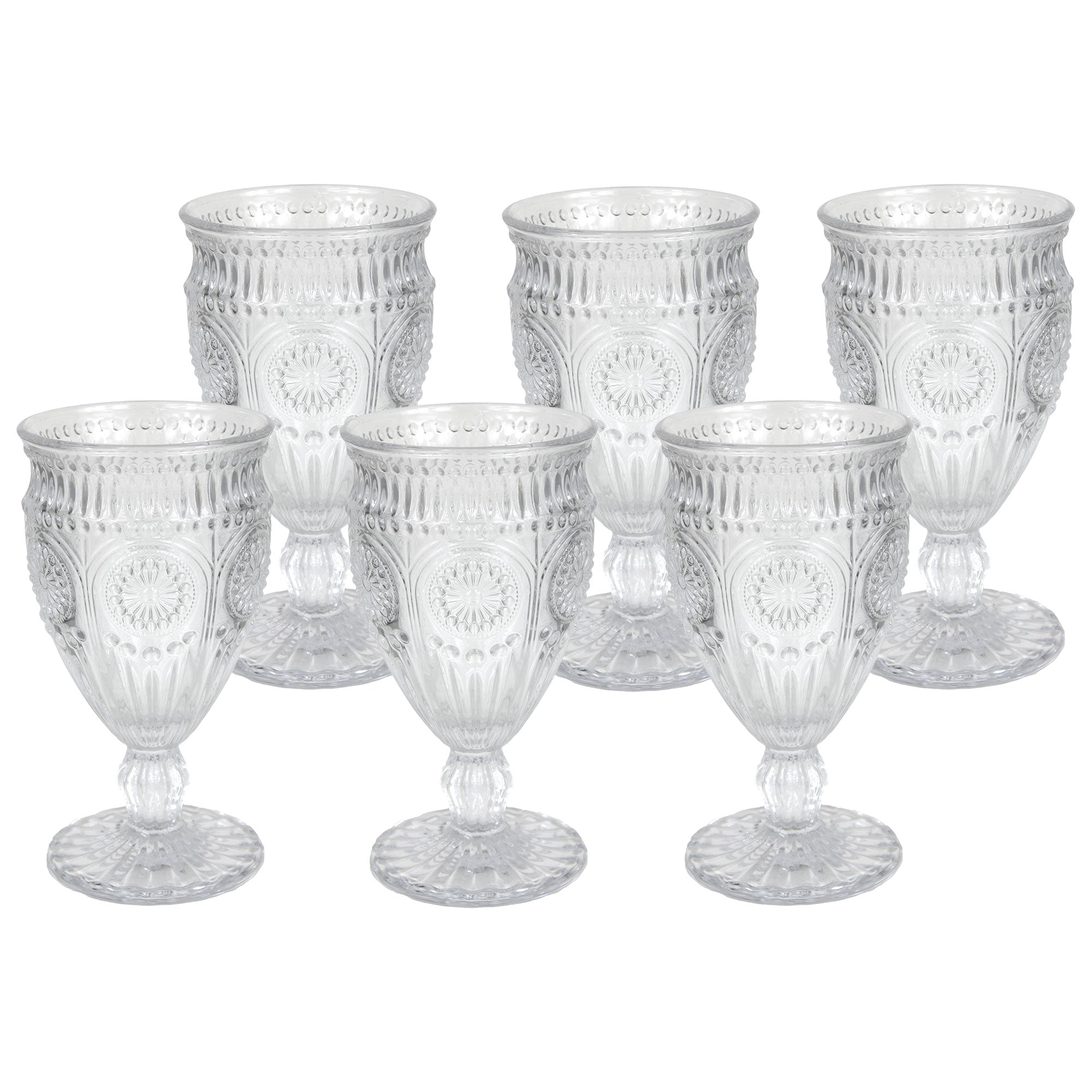 Calici da acqua bicchieri Nuvole di Stoffa Shabby chic in vetro 6pz h16,5cm 6670