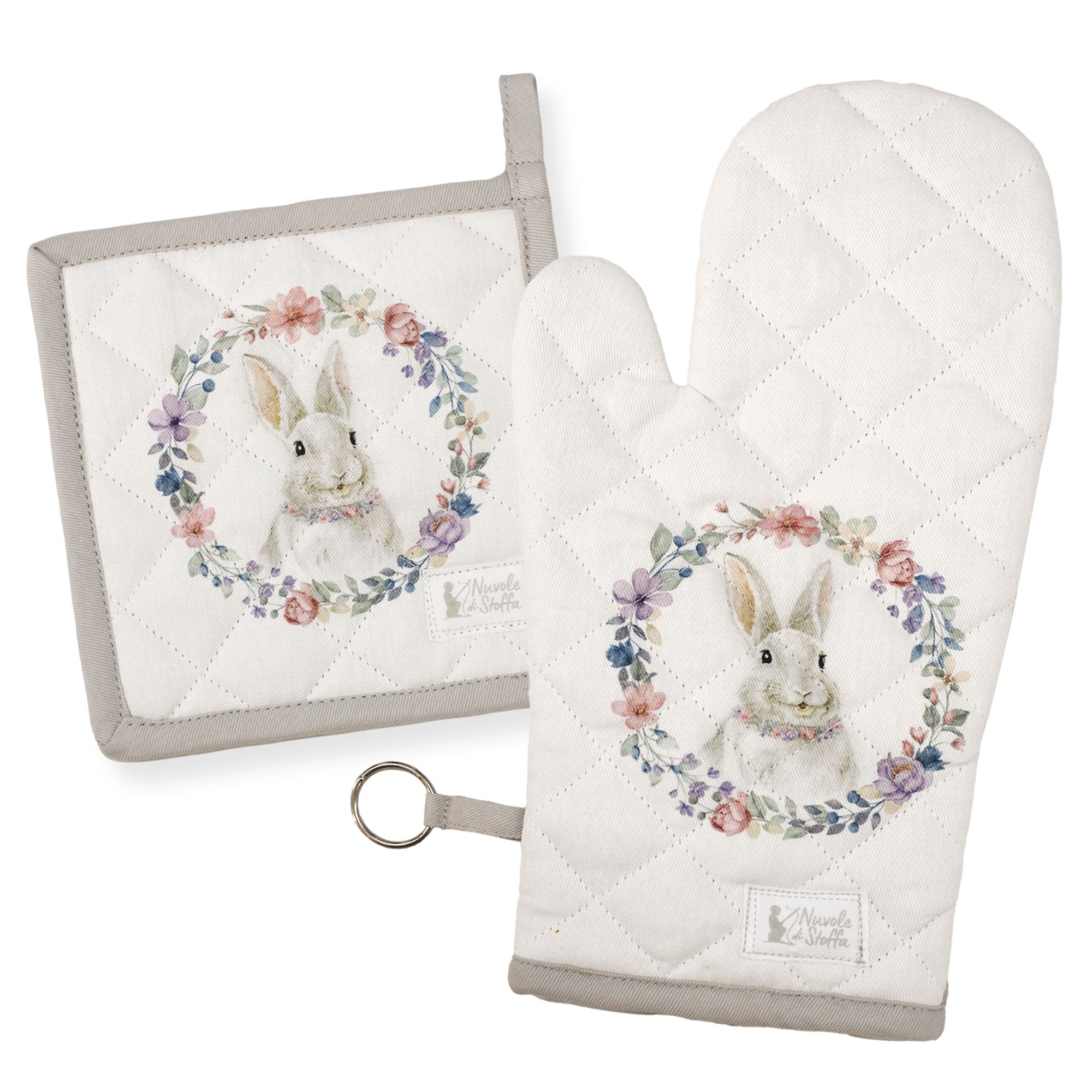 Guantone e Presina da forno Pasquale Nuvole di Stoffa Bunny Shabby Chic 6694