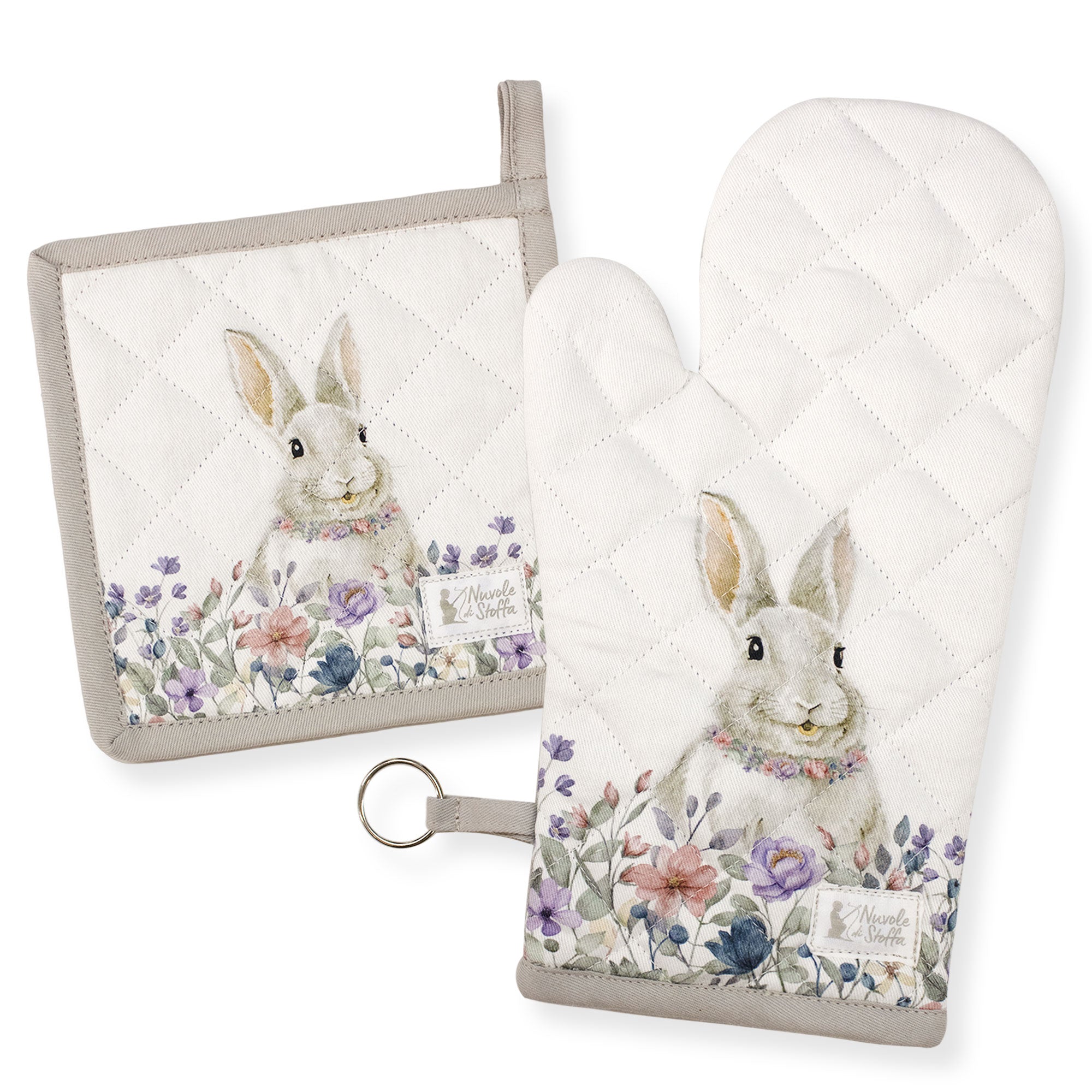 Guantone e Presina da forno Pasquale Nuvole di Stoffa Bunny Shabby Chic 6695