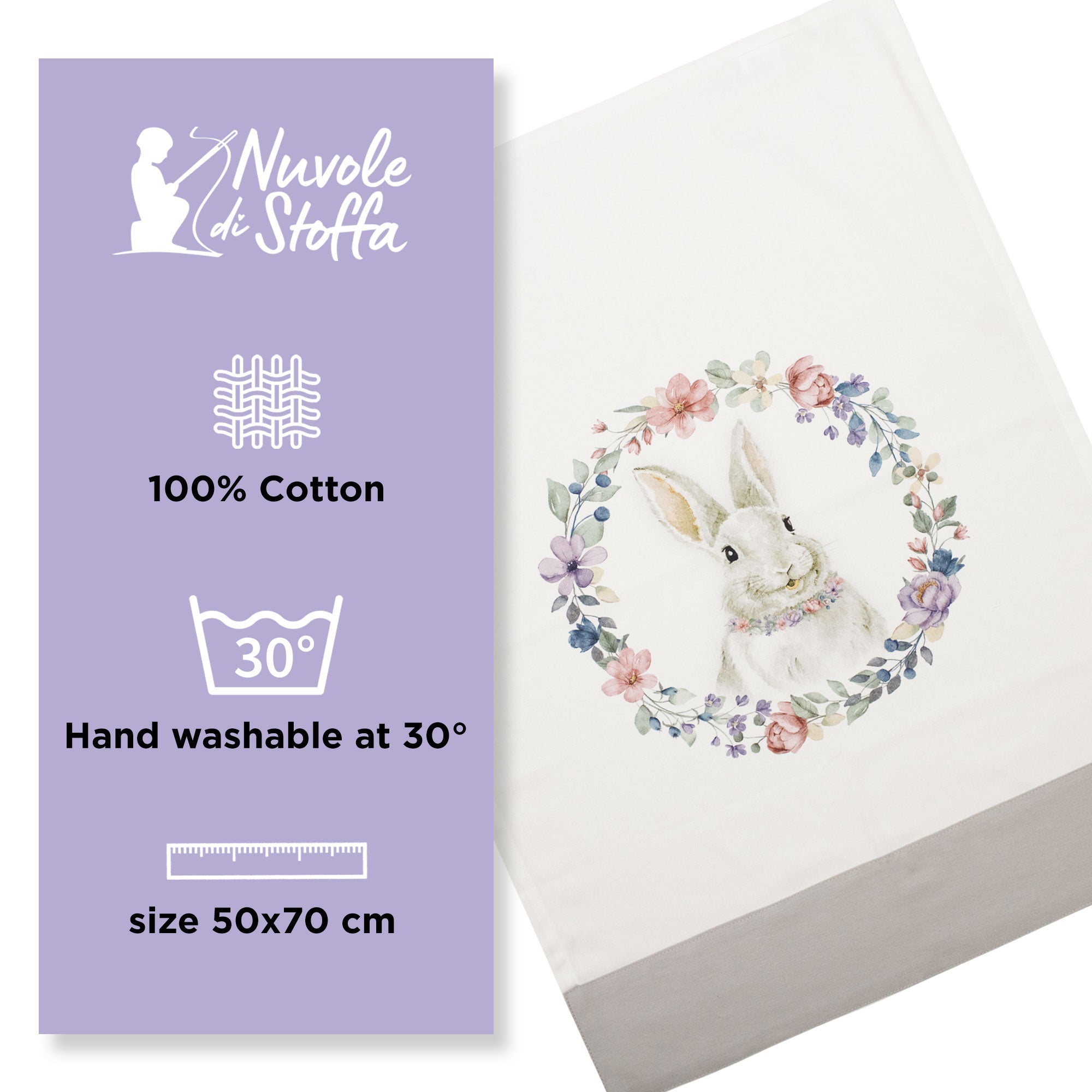 Strofinaccio pasquale Nuvole di Stoffa Bunny in cotone Decoro Pasqua 6696