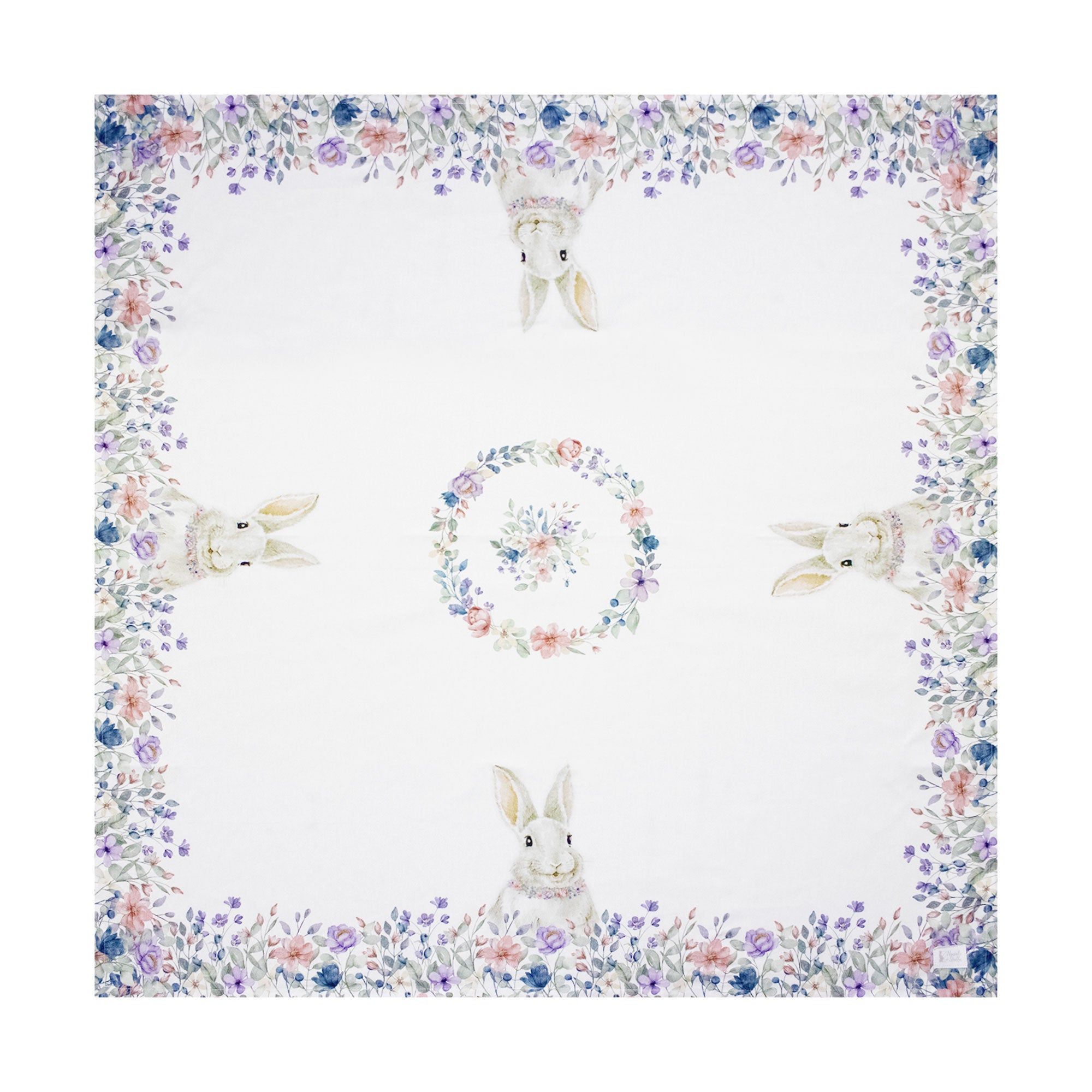 Centrotavola Pasquale Nuvole di Stoffa Bunny 100x100cm runner Pasqua cotone 6703