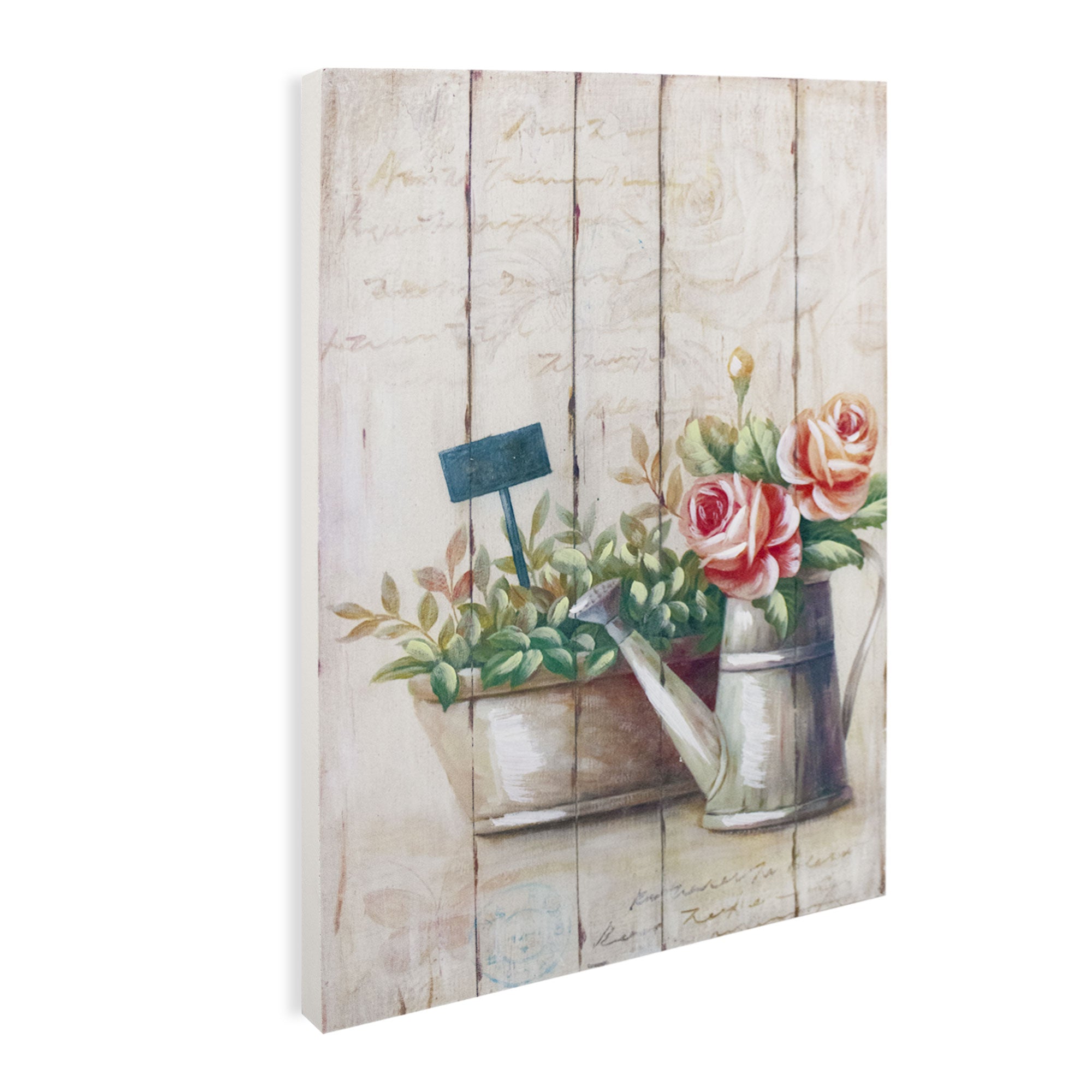Quadro su legno decorativo Shabby Chic Nuvole di Stoffa cesto di fiori 6720