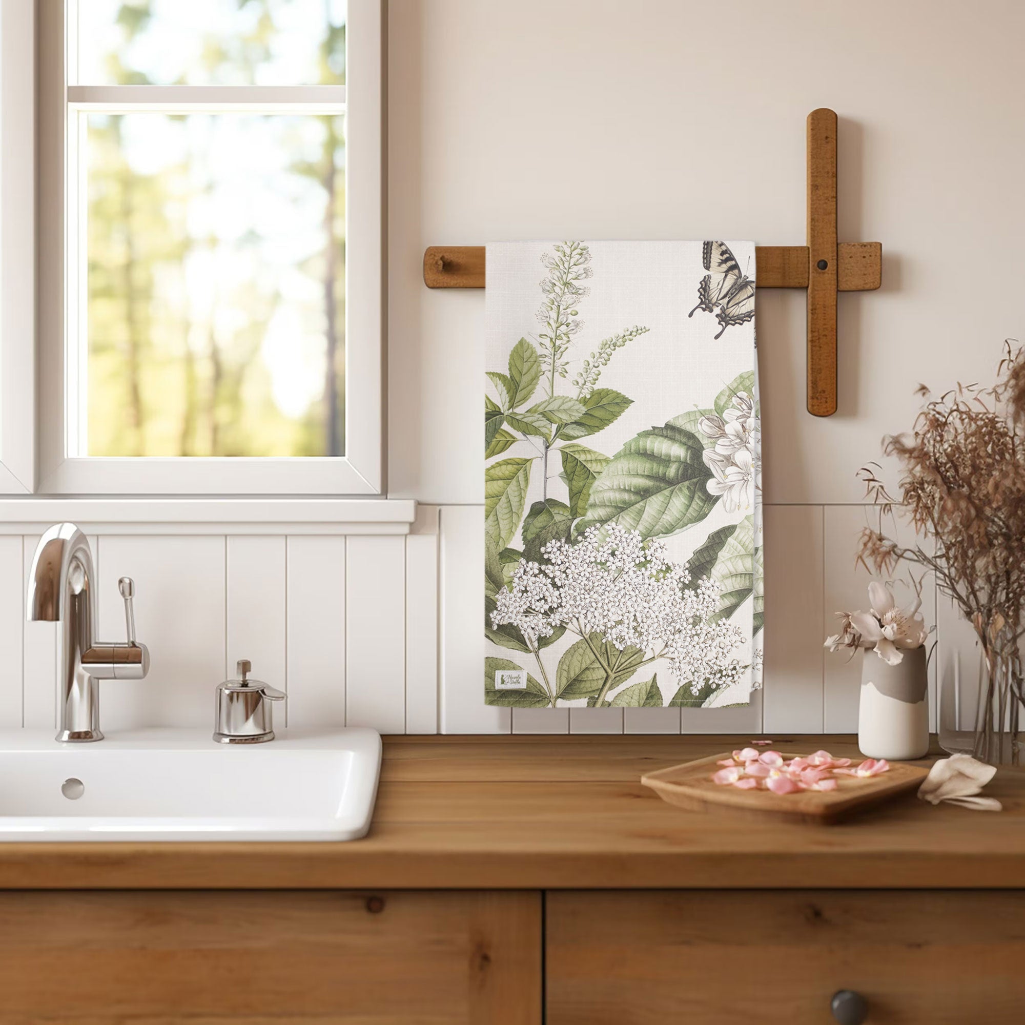 Strofinaccio Nuvole di Stoffa Herbarium Shabby Chic in cotone 6734