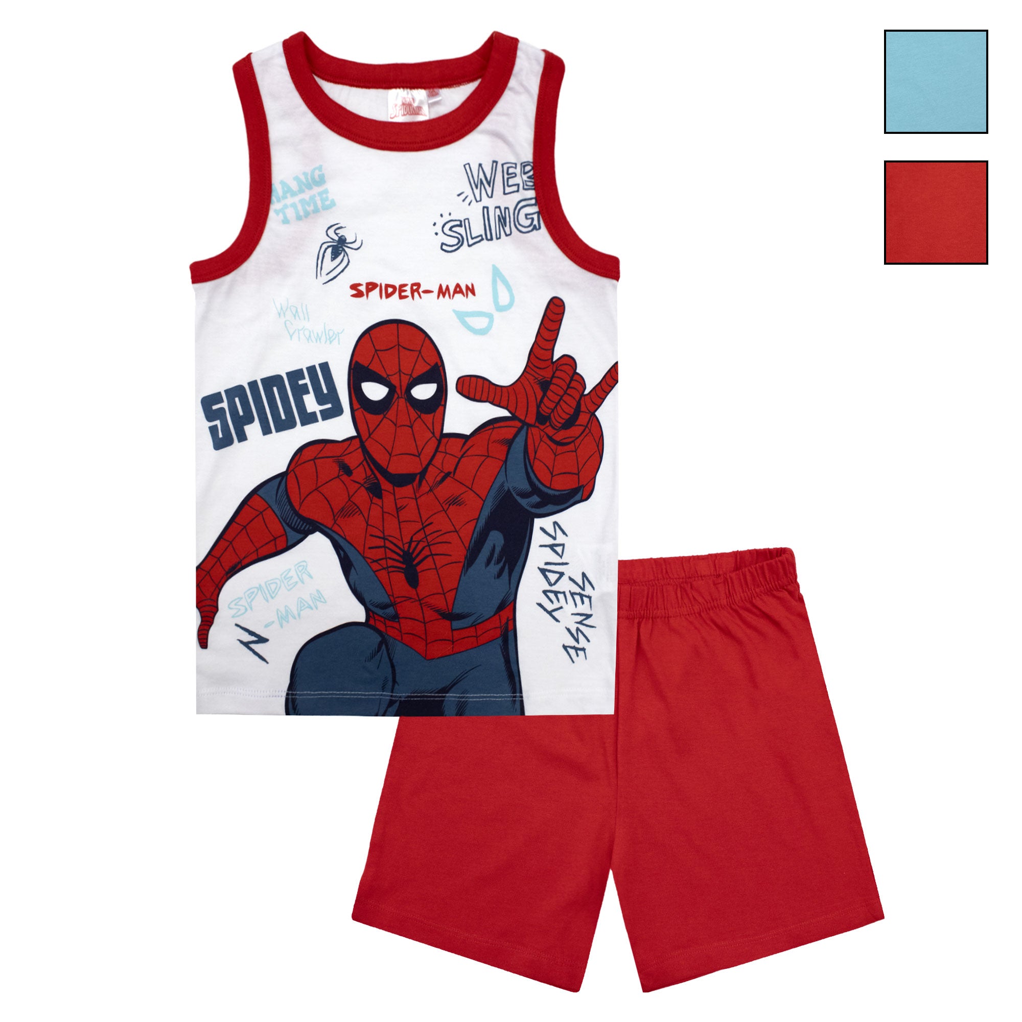 Pigiama bambino Marvel Spiderman canotta e pantalone corto estivo cotone 6778