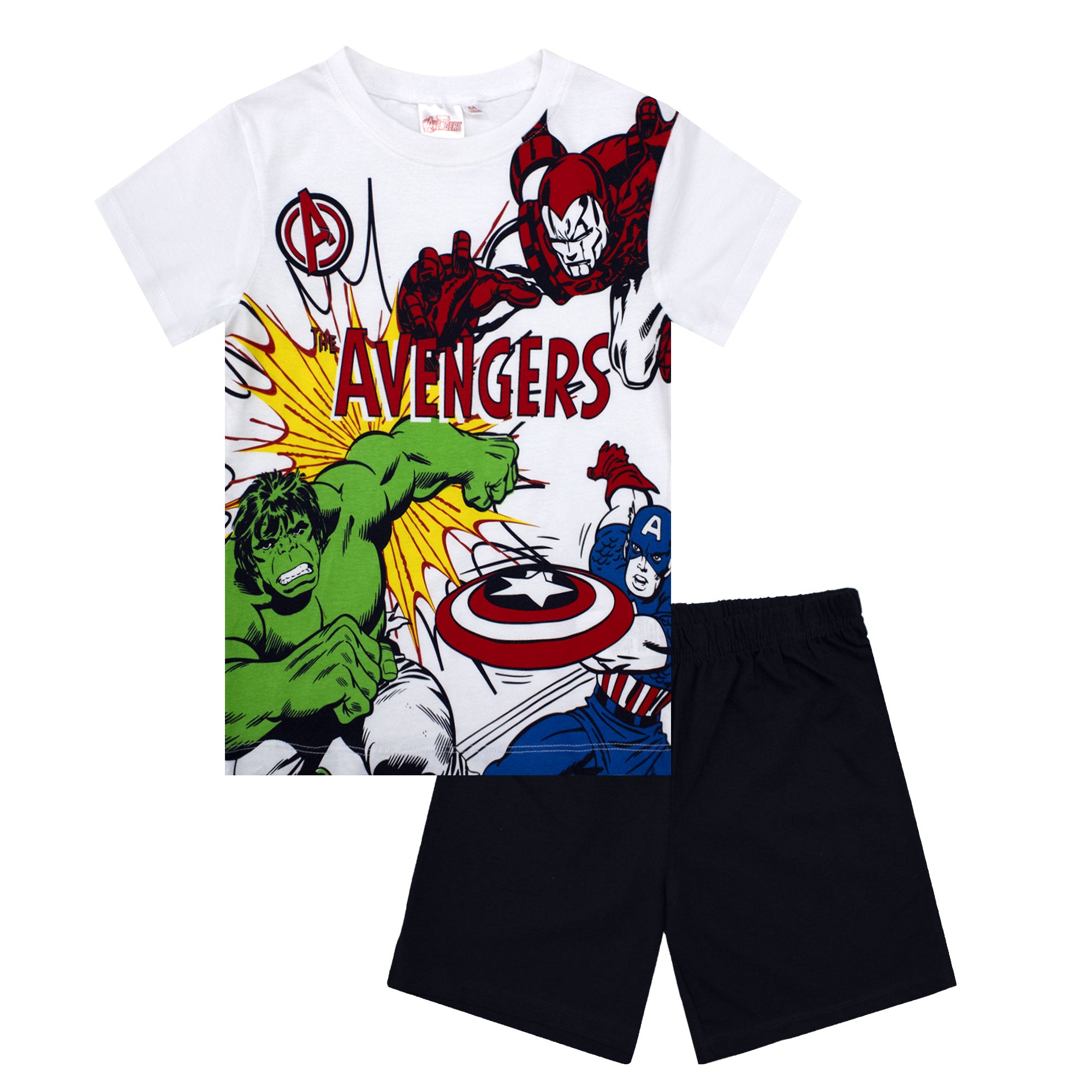 Pigiama bambino Marvel Avengers T-shirt e pantalone corto estivo cotone 6780
