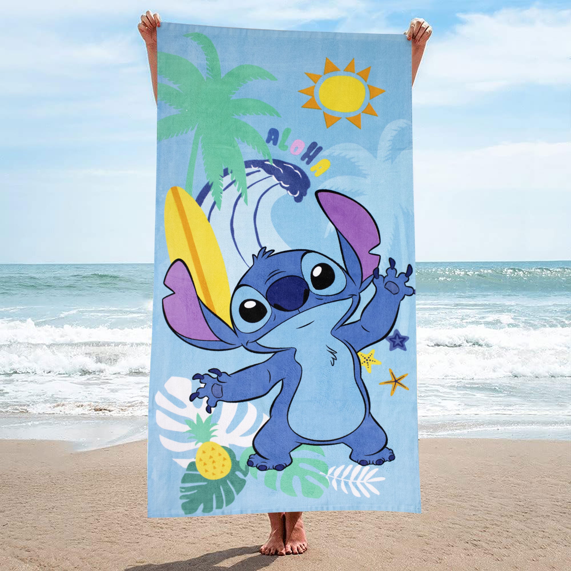Telo mare Disney Stitch in cotone 70x140cm asciugamano piscina 6813