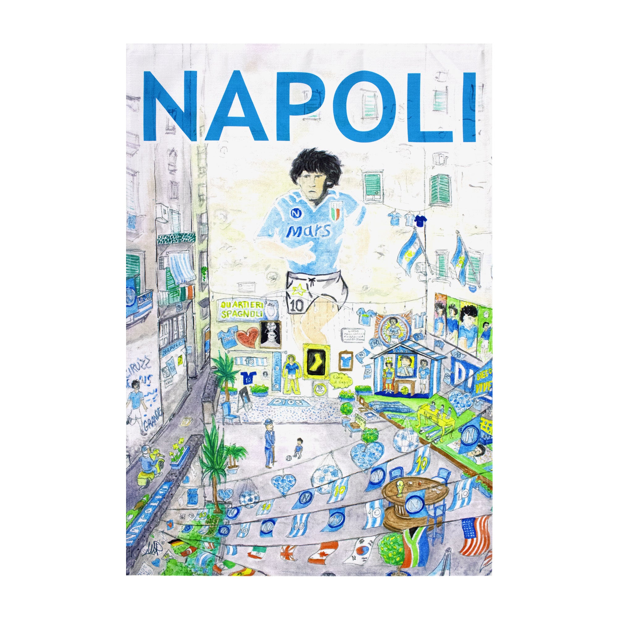 Strofinaccio cucina murales Maradona canovaccio effetto mistolino in cotone 6832