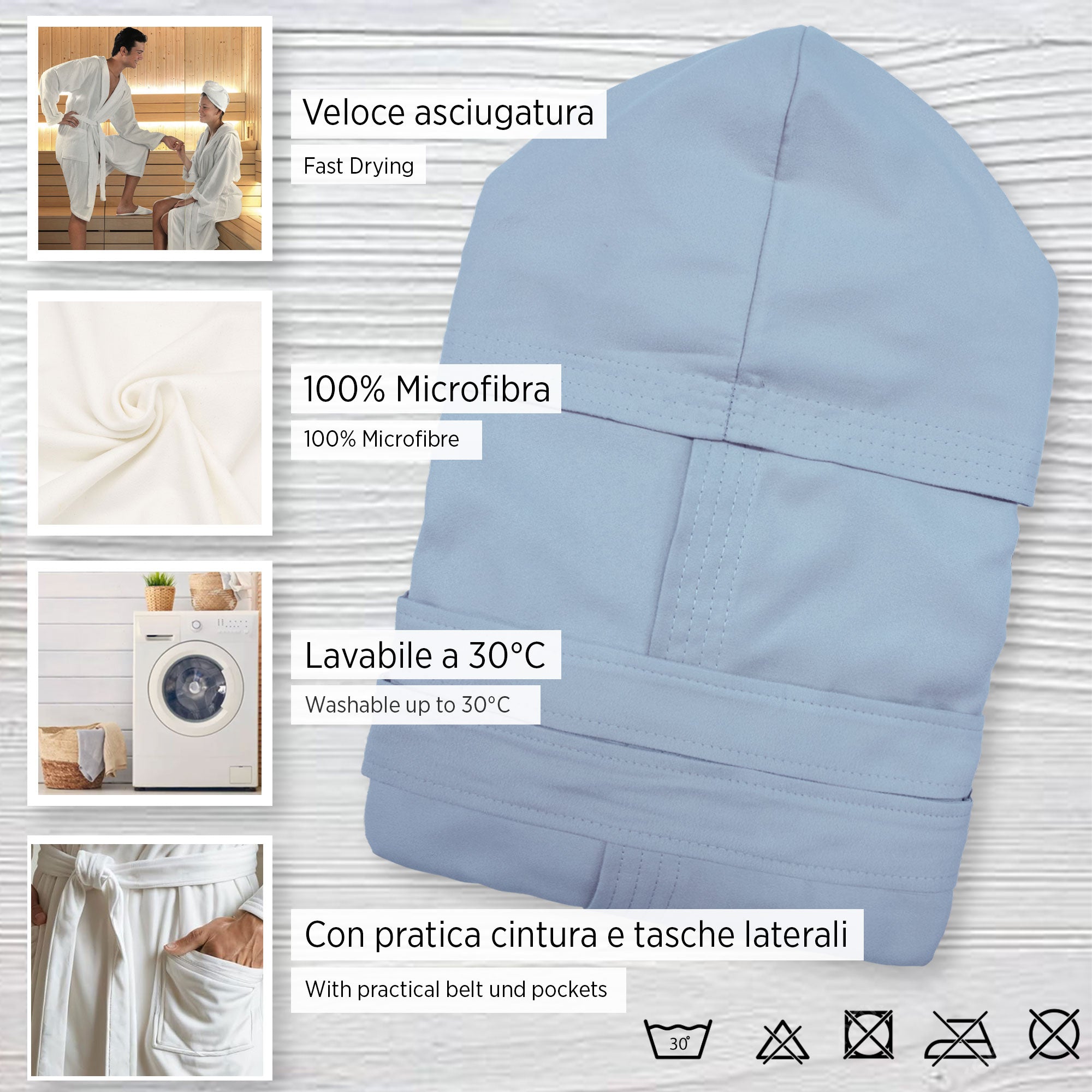 Accappatoio in microfibra unisex uomo donna Fitness Sport Viaggio 6834