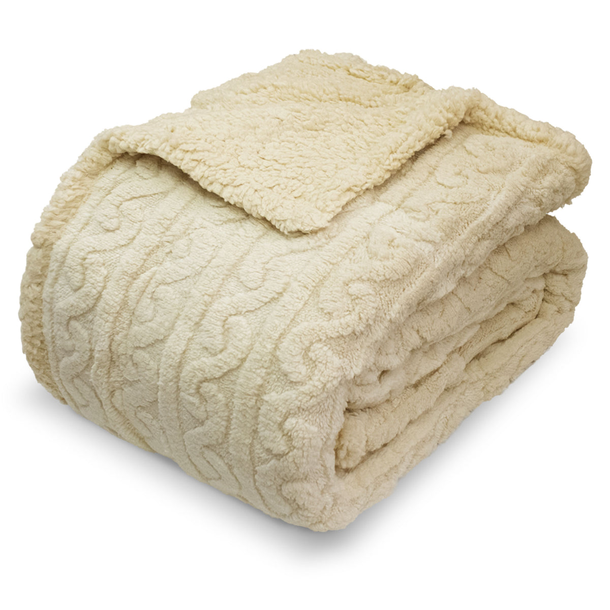 Coperta Plaid agnellato matrimoniale disegno treccia 6859