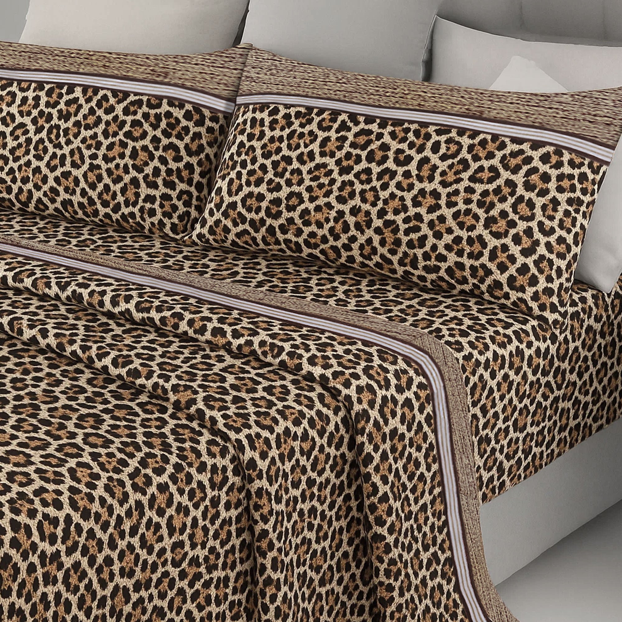 Completo Lenzuola leopardato letto matrimoniale lenzuolo maculato Animalier 6864