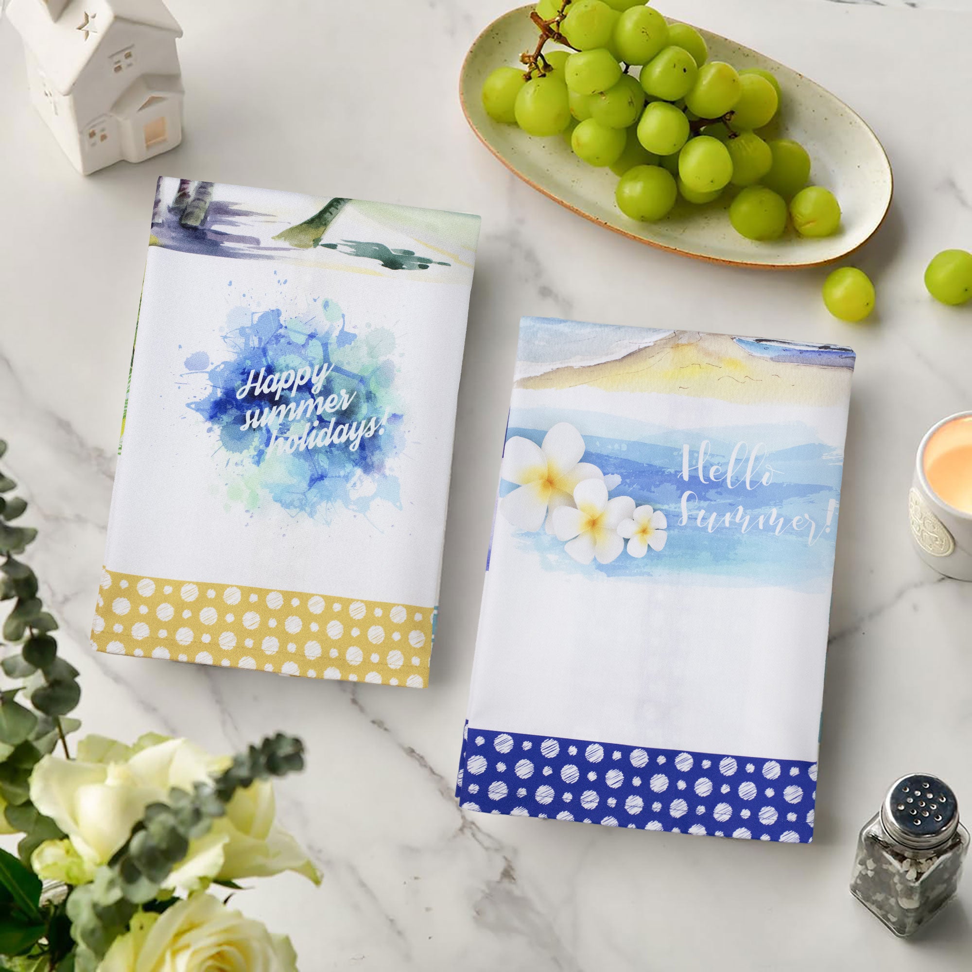 Set 6 Strofinacci cucina estivi canovacci estate in cotone 6866