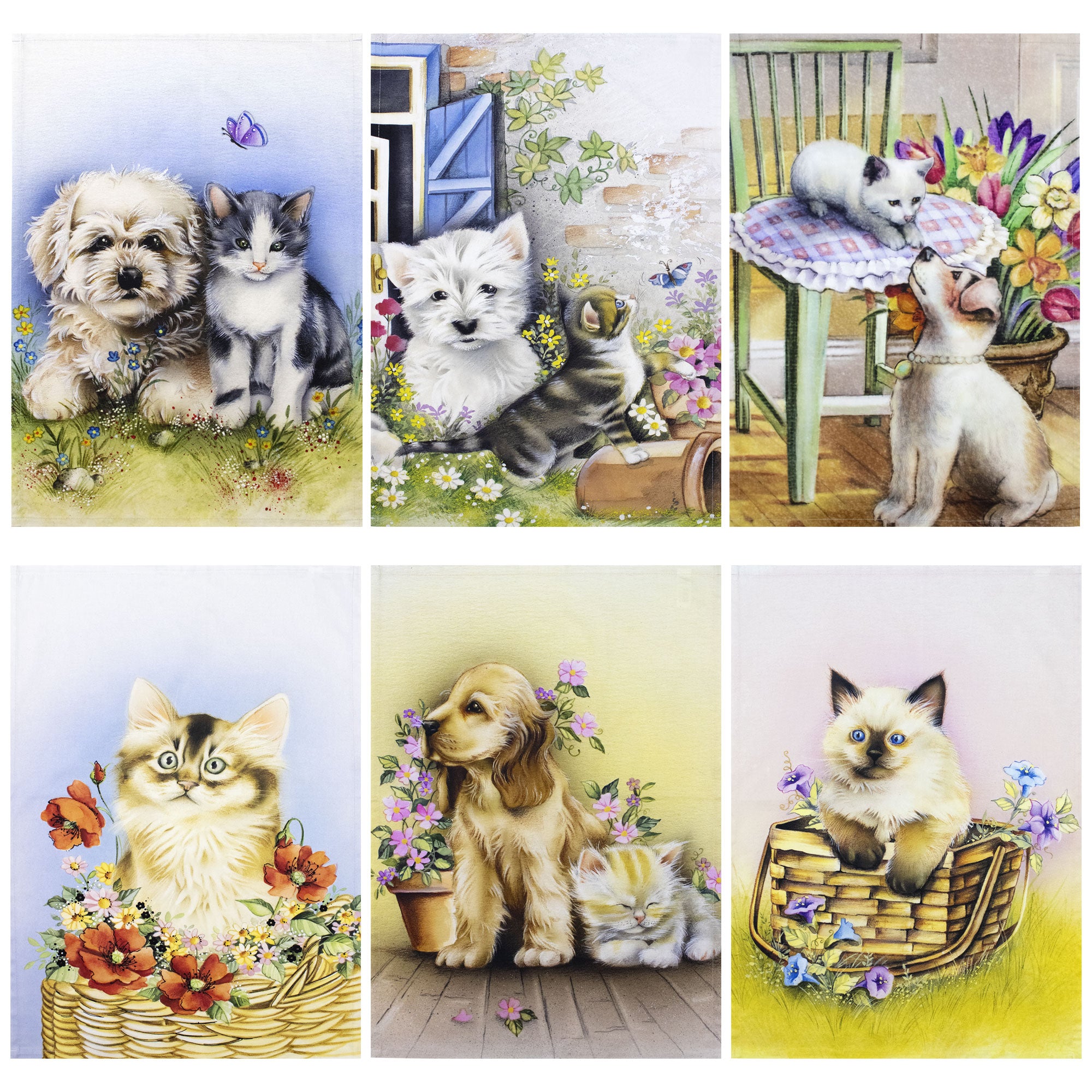 Set 6 Strofinacci cucina cani e gatti canovacci in cotone 6867