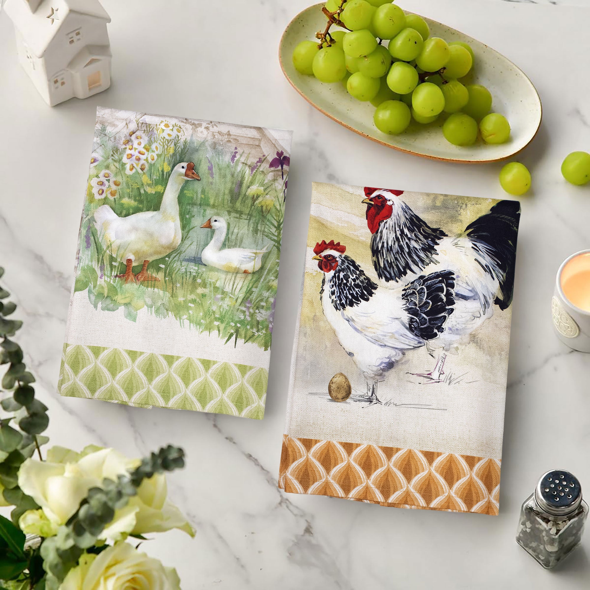 Set 6 Strofinacci cucina fattoria canovacci rustici in cotone 6870