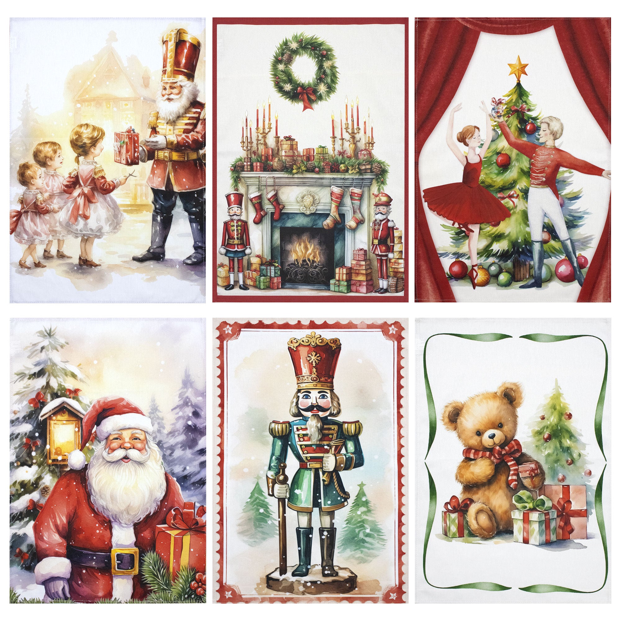 6 Weihnachtsgeschirrtücher Baumwollgeschirrtücher Weihnachtsdekoration