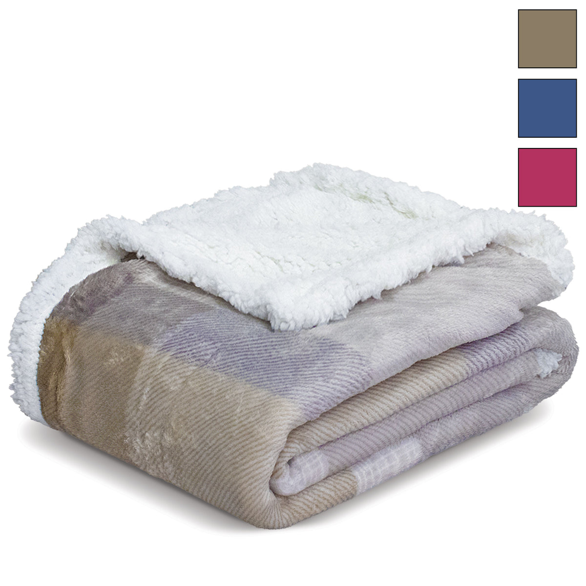 Coperta Plaid agnellato disegno Tartan in flannel ricciolino varie misure 6917