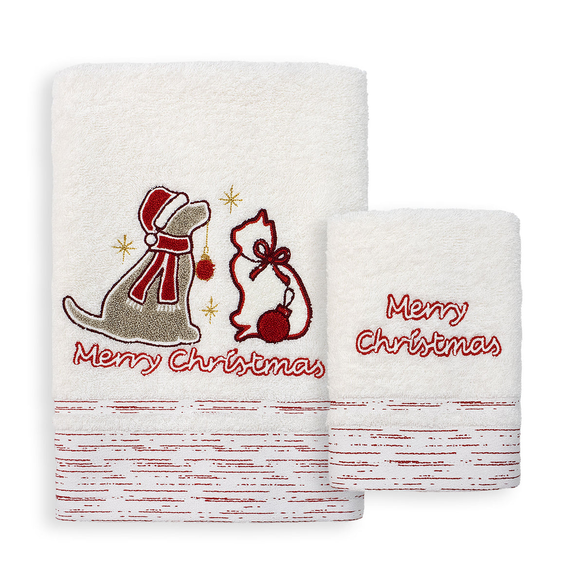 Christmas Towels Bathroom set 1+1 in Cotton Sponge Christmas Decoration 6983