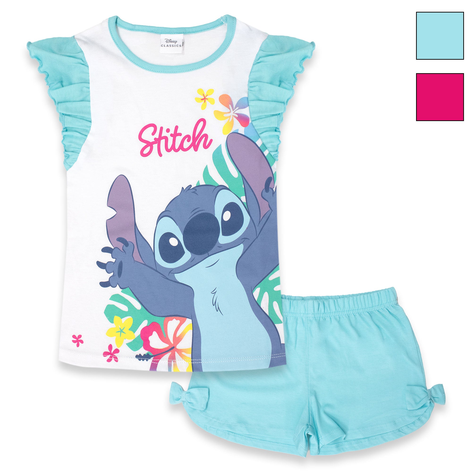 Pigiama Bambina Disney Lilo e Stitch in Cotone Leggero corto con volant 7083