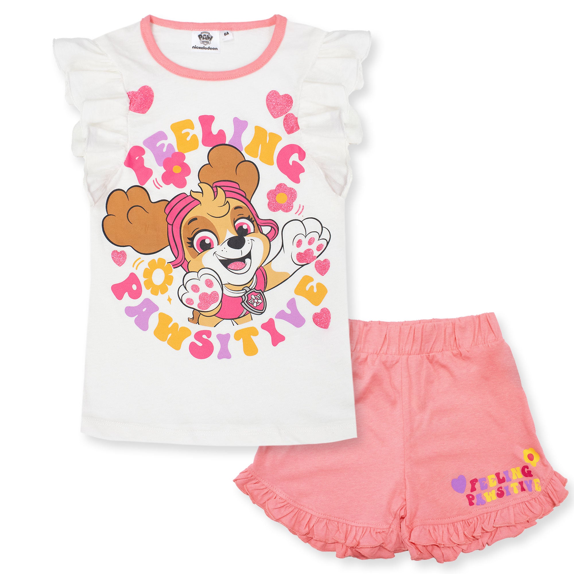 Pigiama Bambina Disney Paw Patrol in Cotone Leggero corto con volant 7084