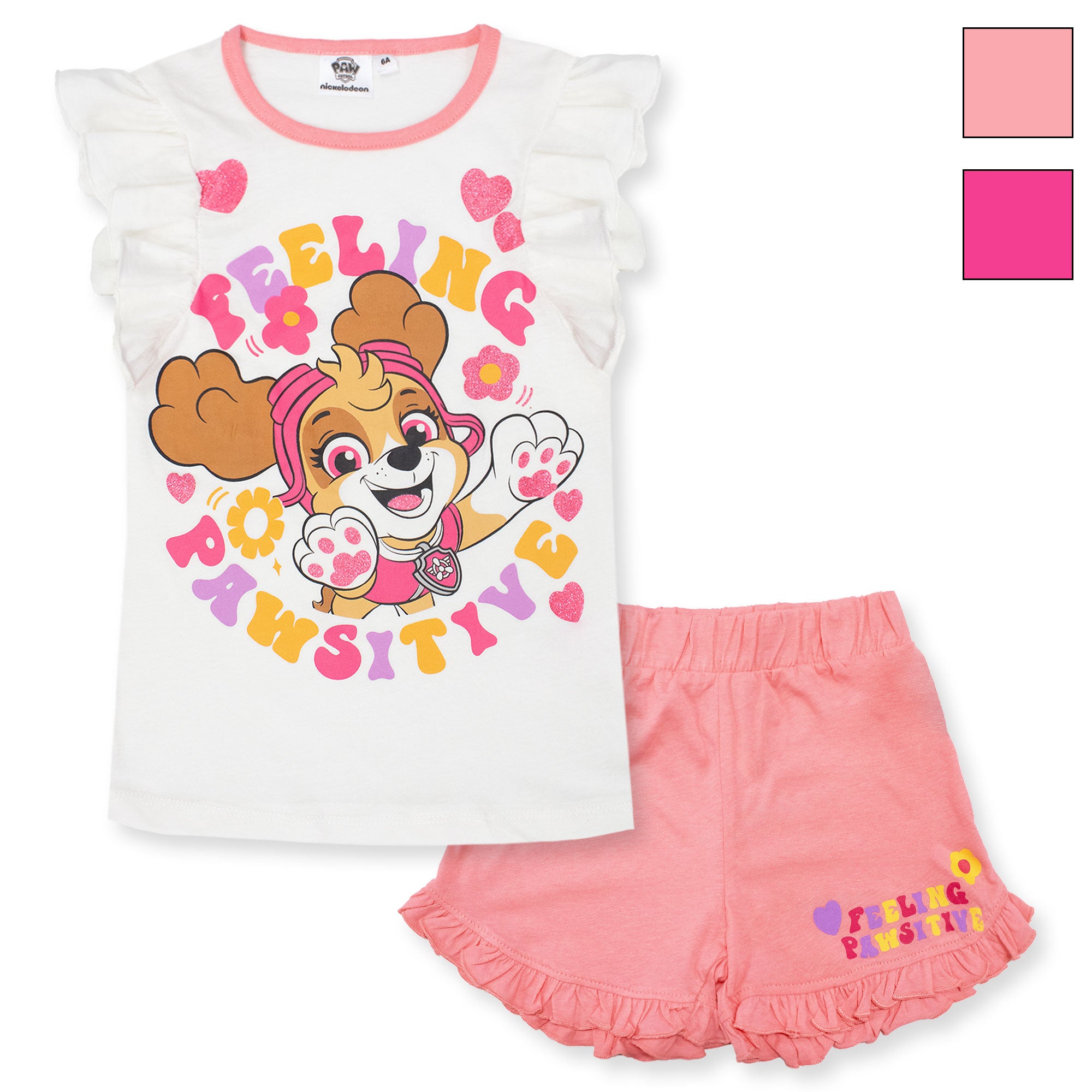 Pigiama Bambina Disney Paw Patrol in Cotone Leggero corto con volant 7084