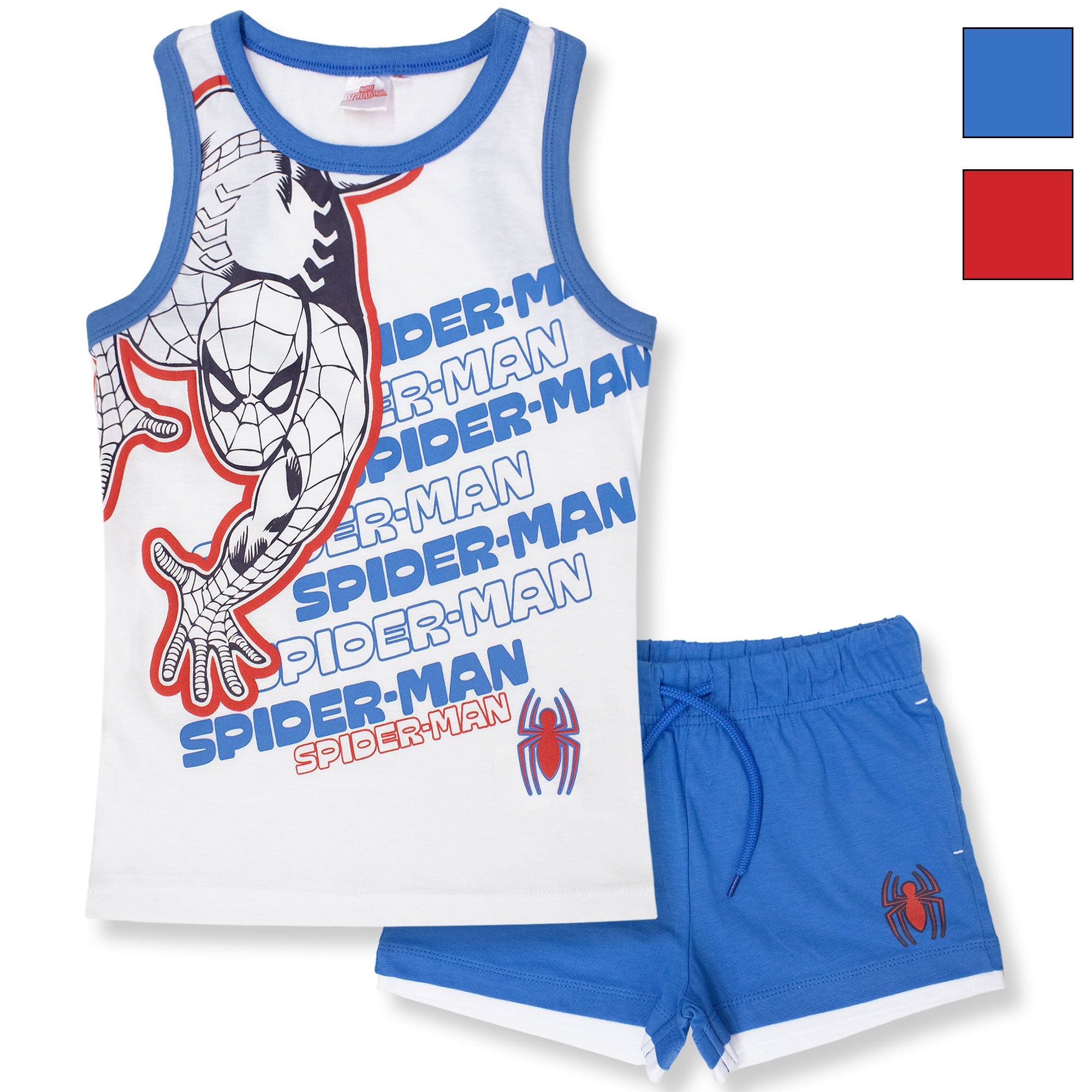 Completo bambino Marvel Spiderman canotta e pantaloncino estivo in cotone 7089