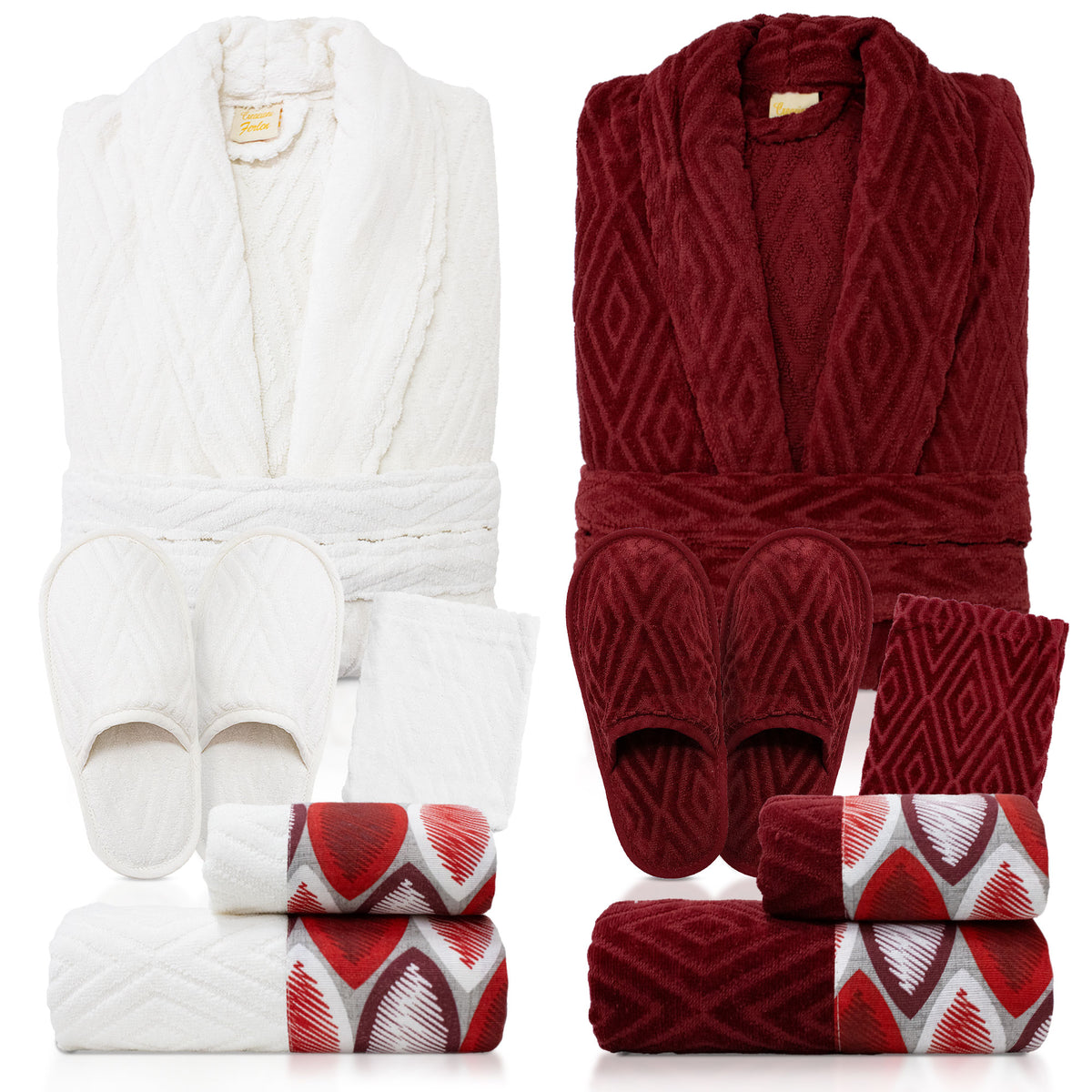 Completo bagno asciugamani accappatoi set uomo donna in spugna di cotone 7121