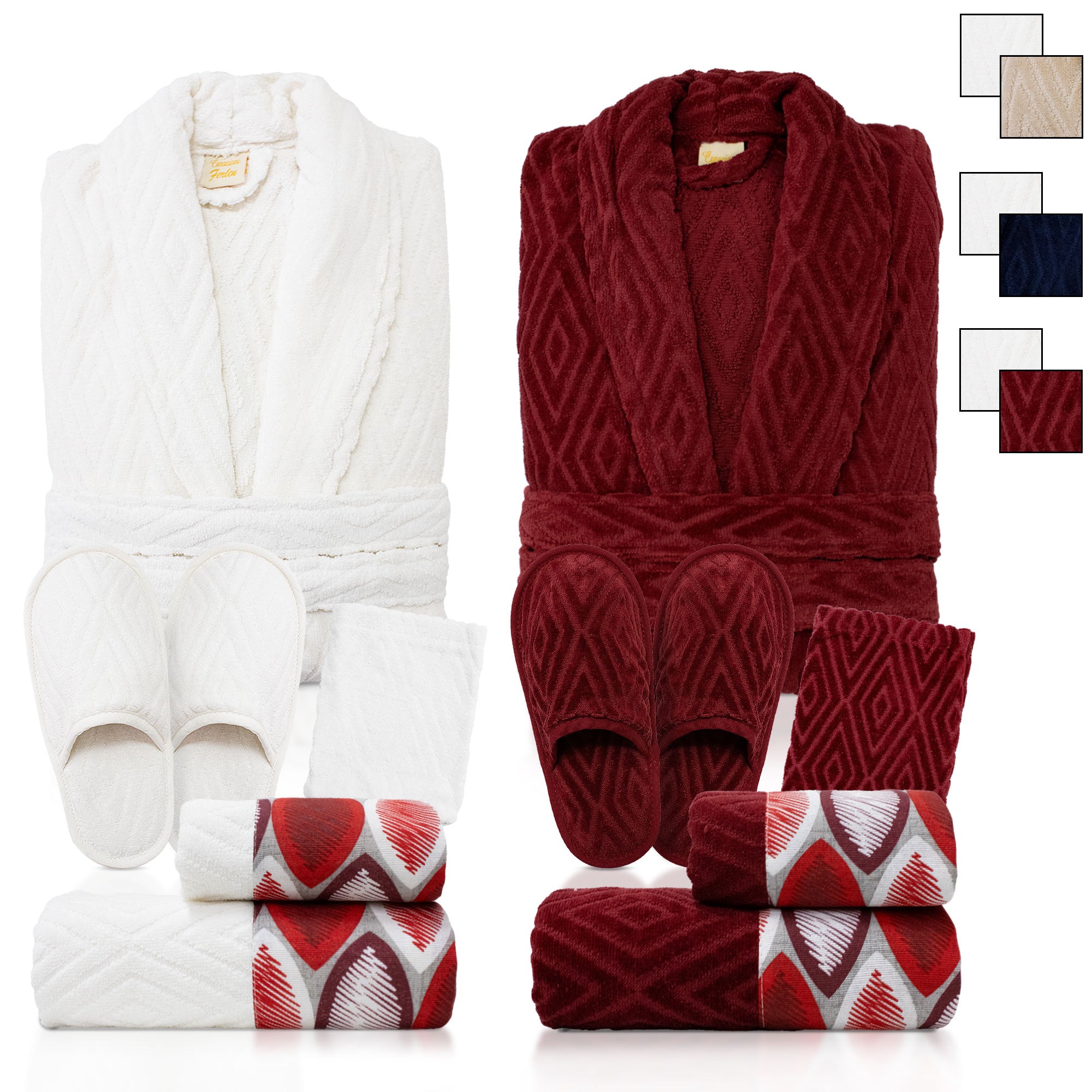 Completo bagno asciugamani accappatoi set uomo donna in spugna di cotone 7121