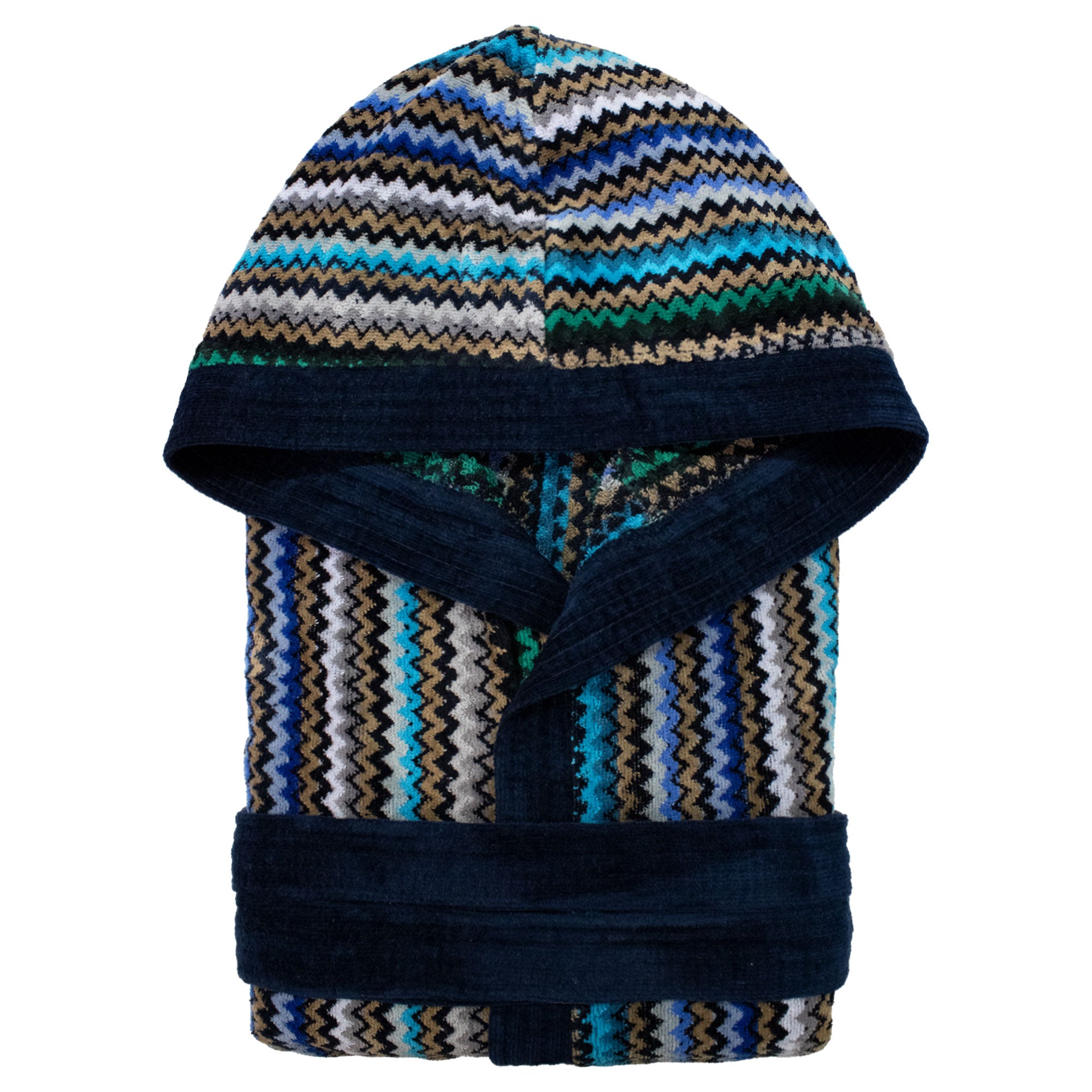 Accappatoio uomo donna in spugna velour cinigliato con cappuccio Jacquard 7126