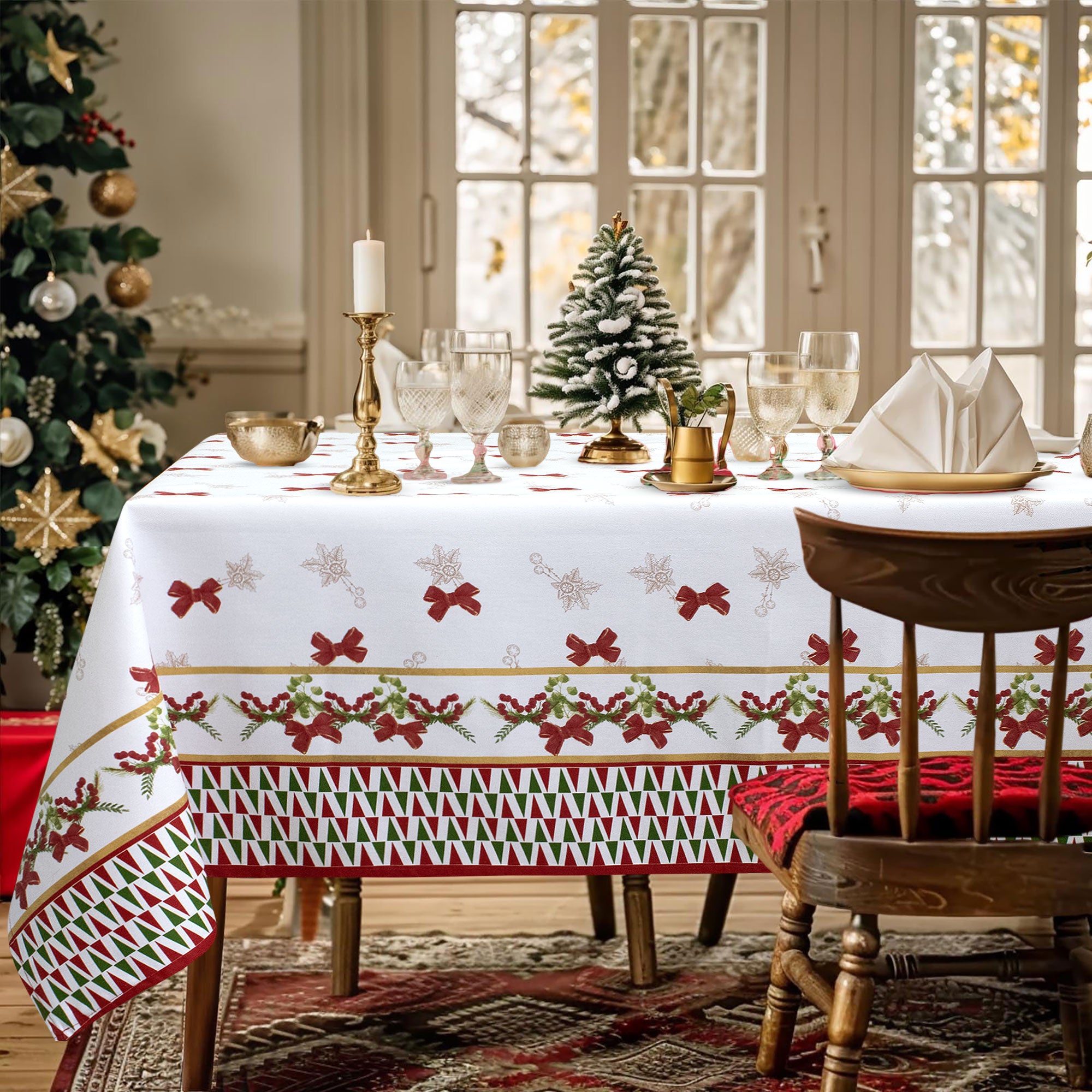 Tovaglia Natalizia in Rasatello Made in Italy Decoro Natale varie misure 7132