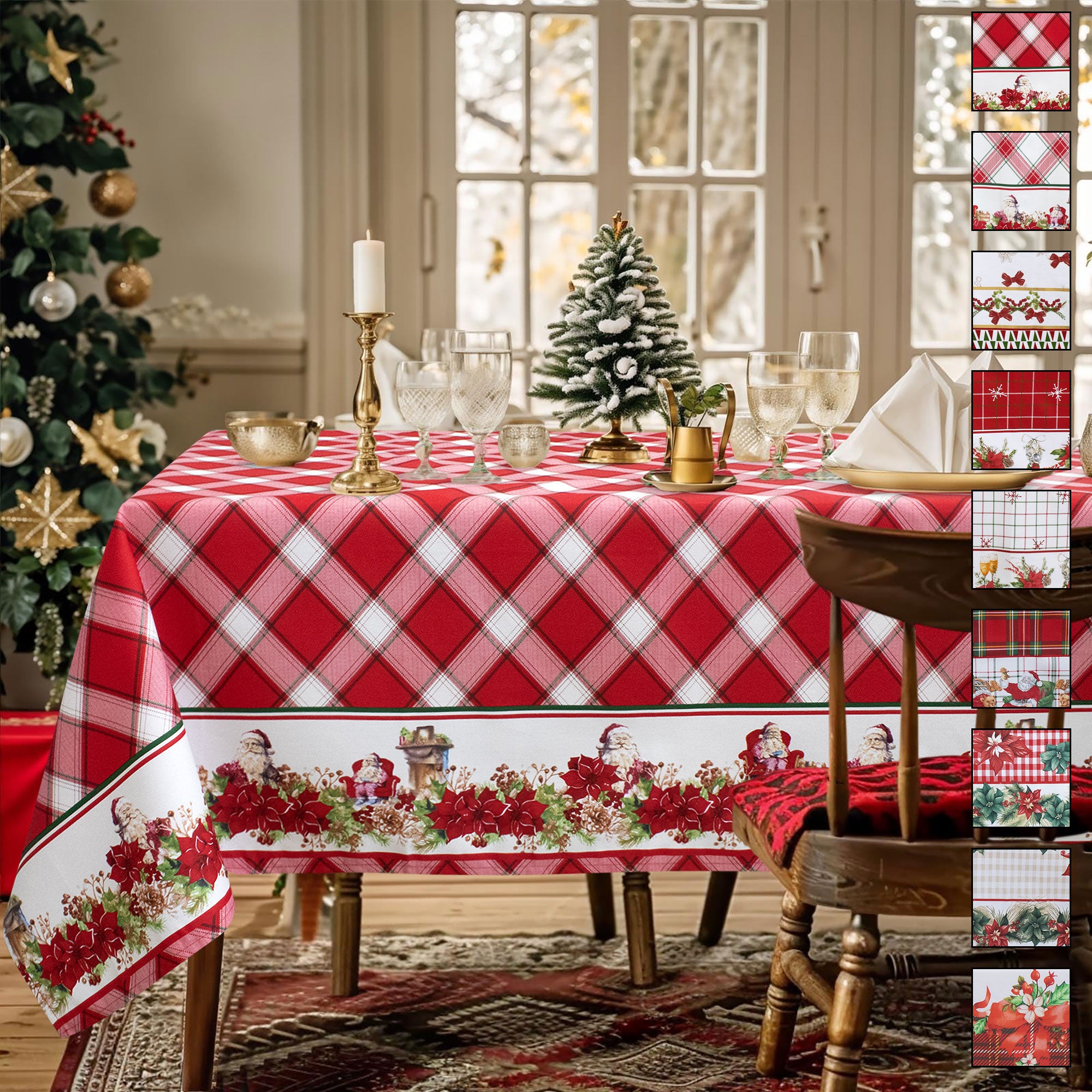 Tovaglia Natalizia in Rasatello Made in Italy Decoro Natale varie misure 7132