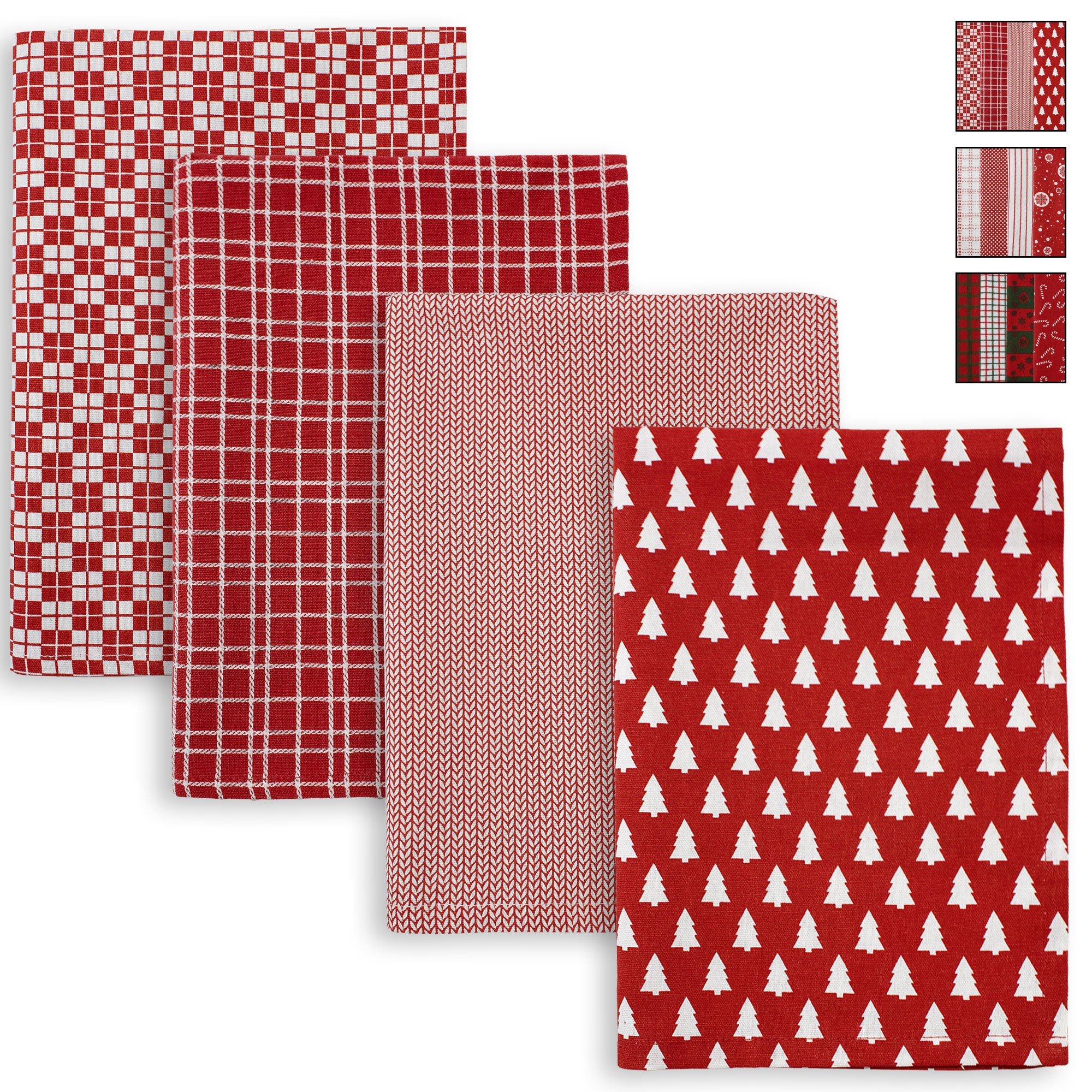 Weihnachtliches Geschirrtuch-Set aus Baumwolle, 4er-Set, Küchentücher