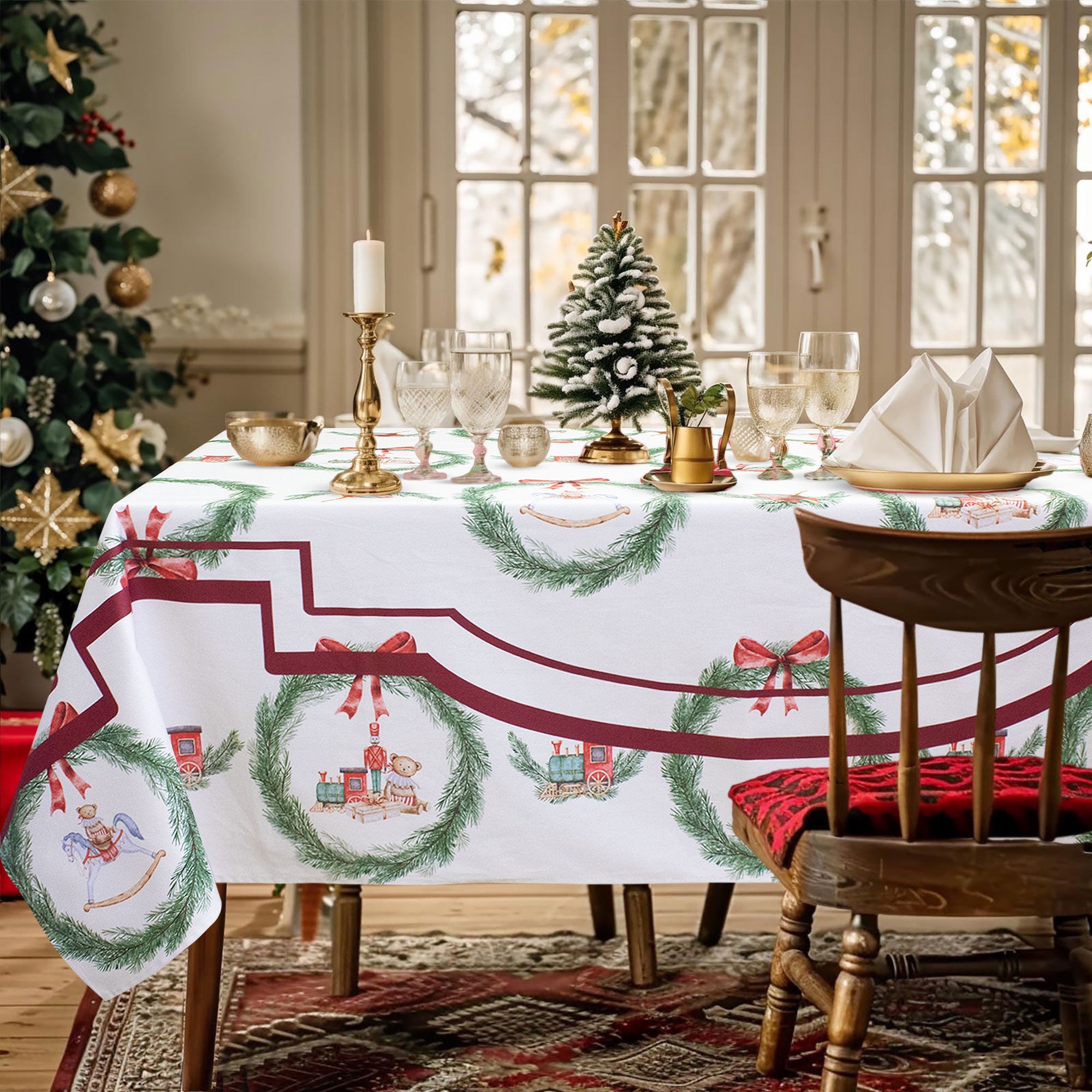 Tovaglia Natalizia stampa Digitale copritavolo Decoro Natale varie misure 7140