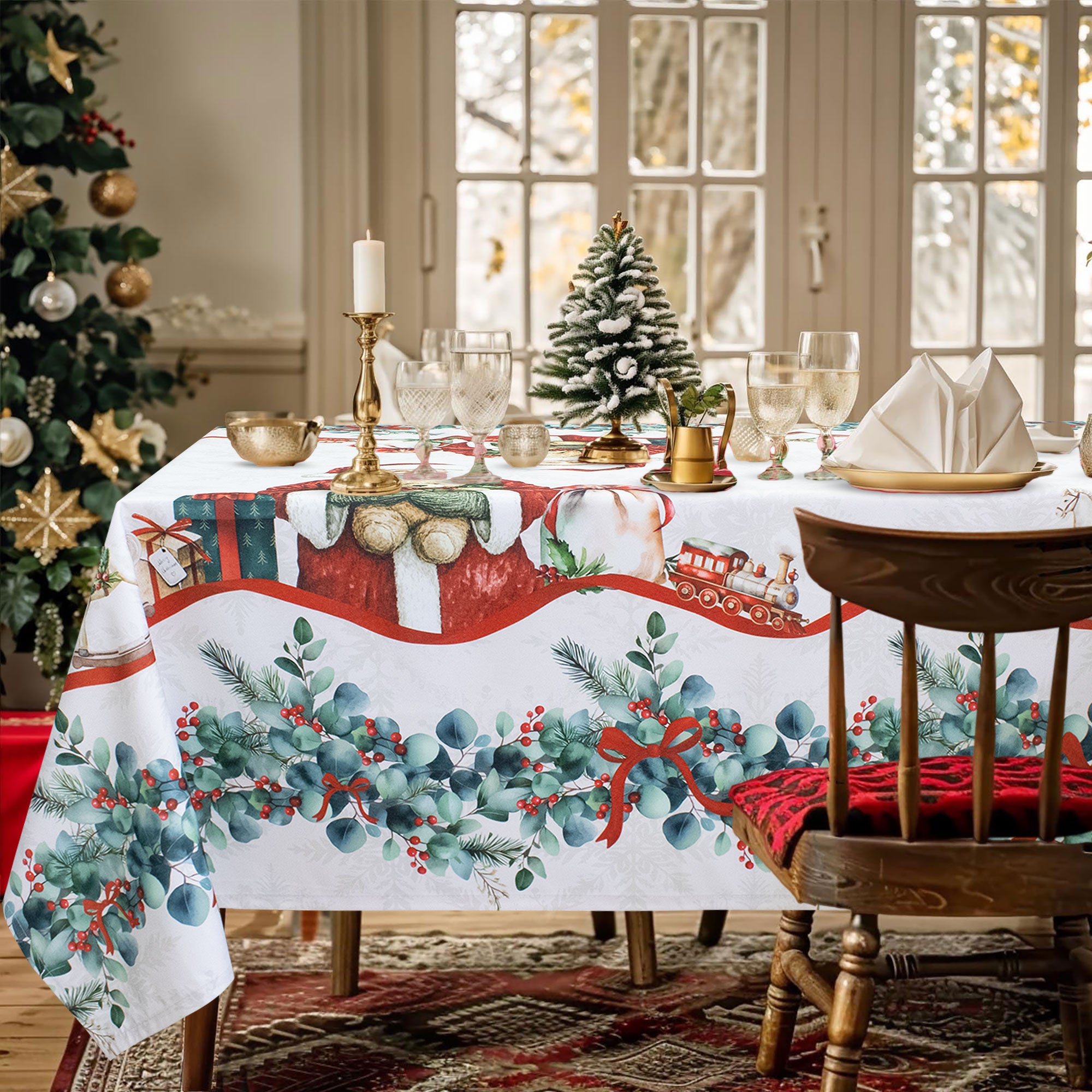 Tovaglia Natalizia antimacchia copritavolo Decoro Natale varie misure 7143