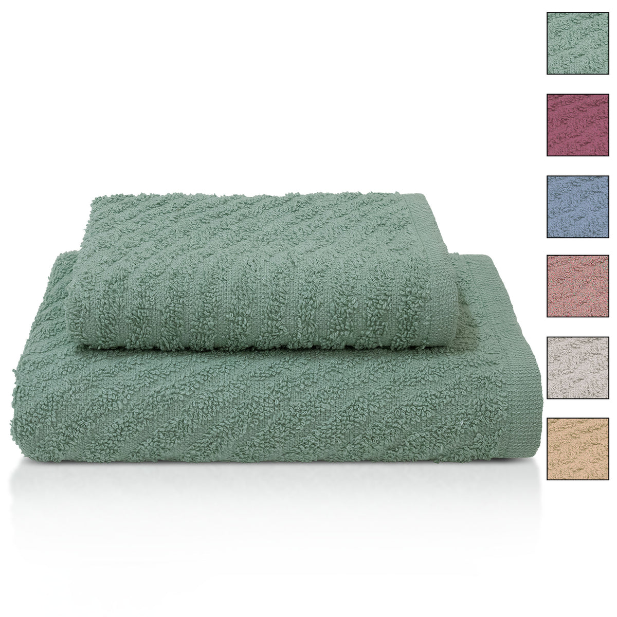 Asciugamani bagno in spugna Jacquard di cotone set 1+1 Viso e Ospite 600gsm 7166