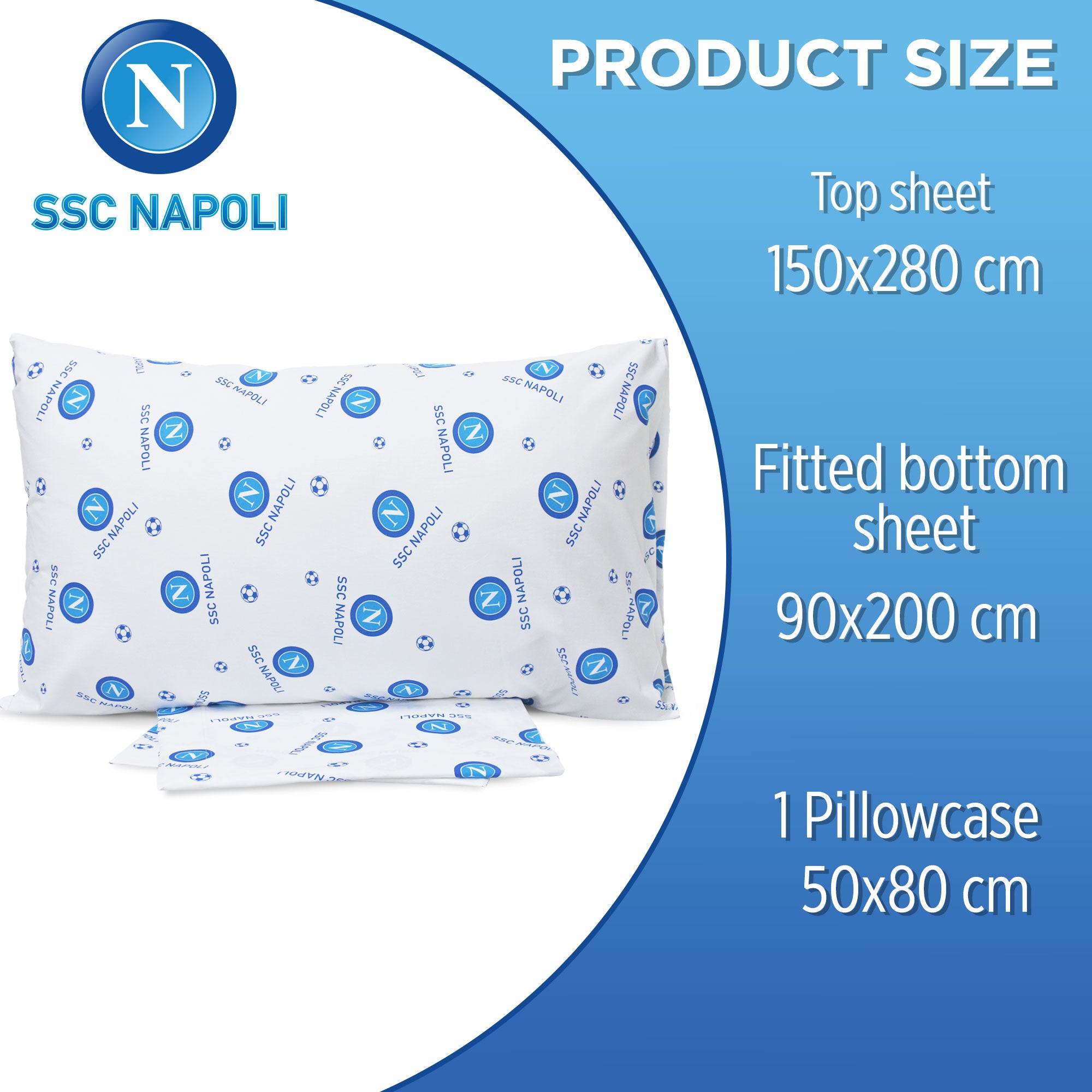 Completo Lenzuola singolo SSC Napoli Ufficiale in Cotone 1 posto 0190