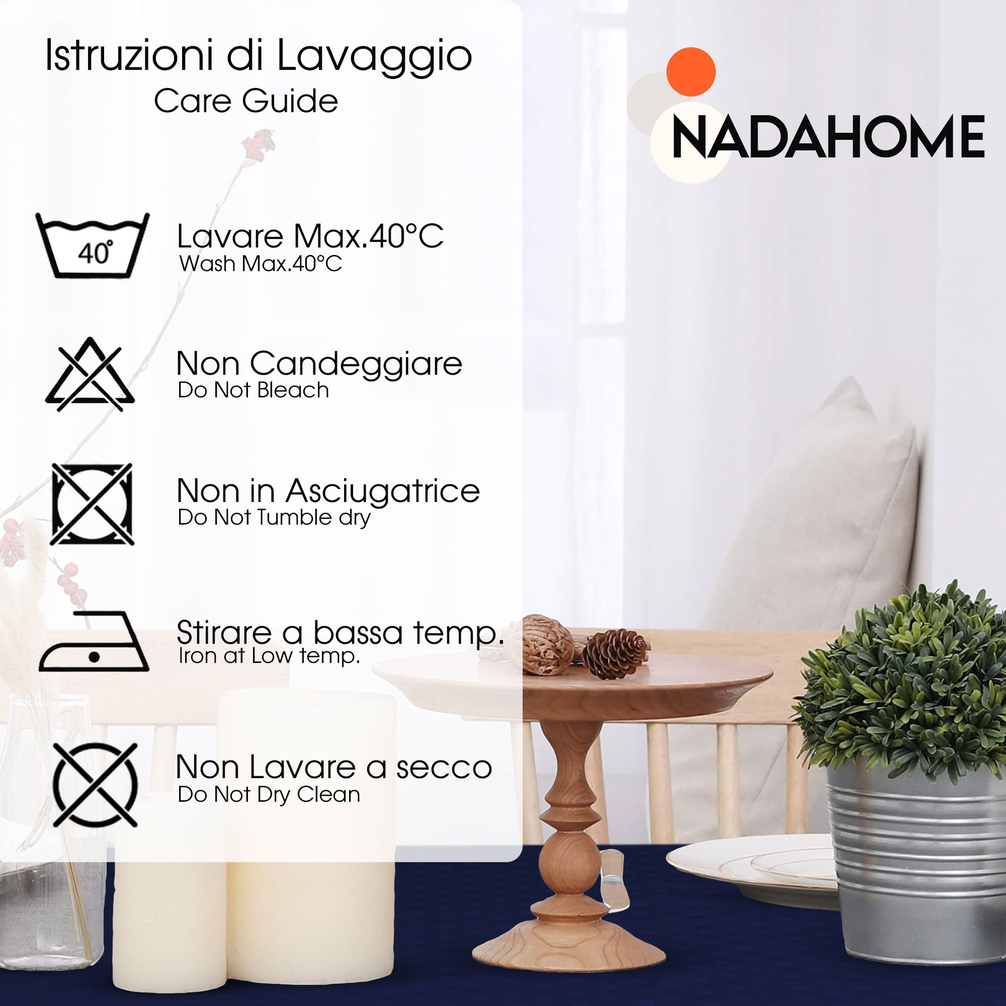 Tovaglia Servizio da Tavola + Tovaglioli 24 Posti Damina in Cotone 0544
