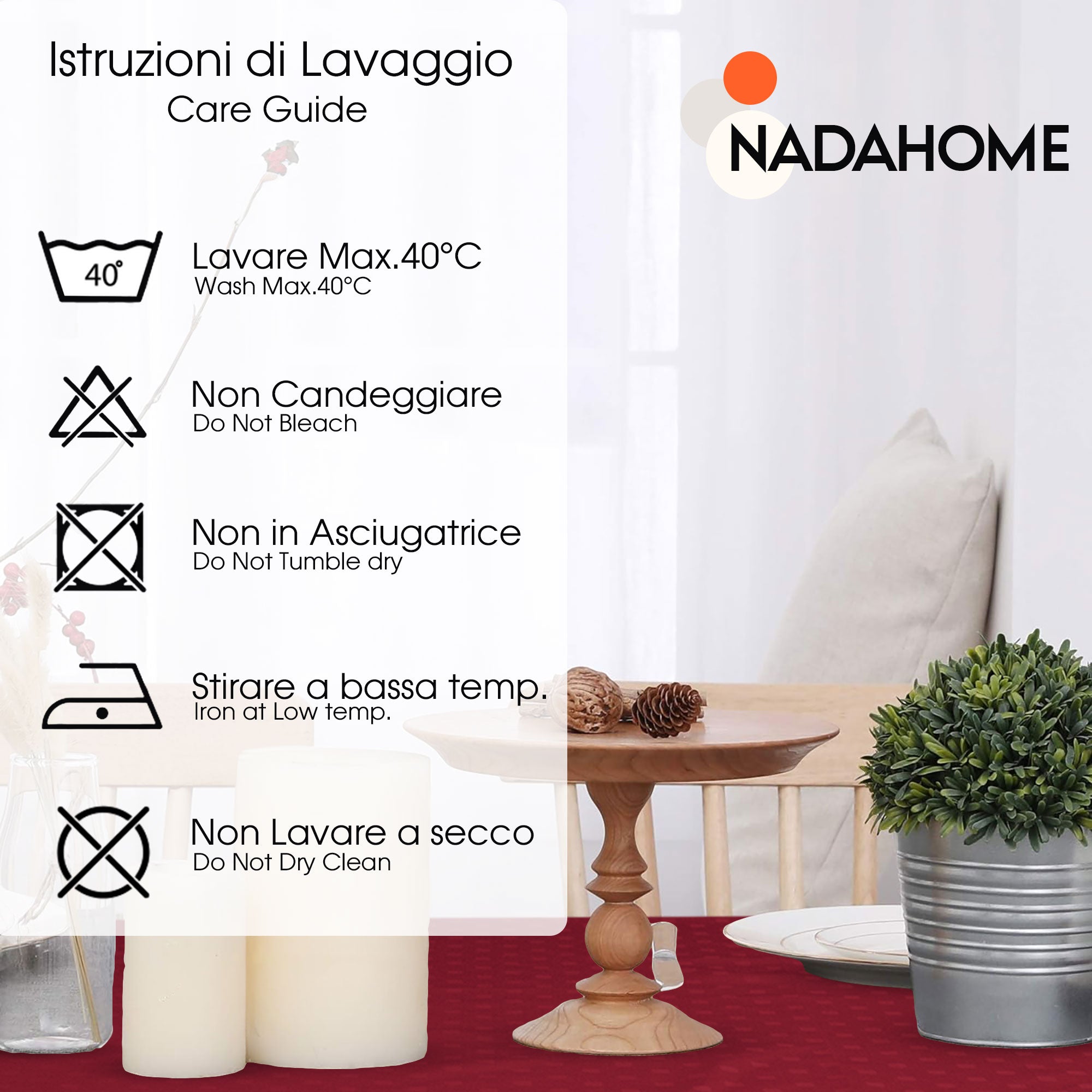 Tovaglia da Tavola 24 Posti tinta unita in Cotone Damina 3059