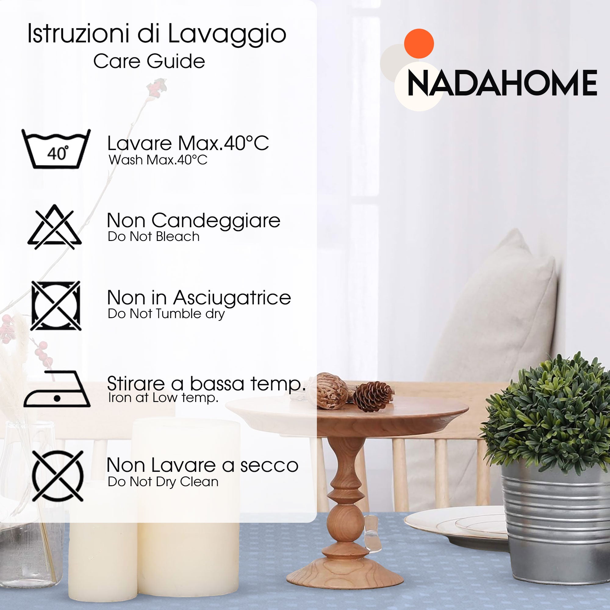 Tovaglia da Tavola 6 Posti tinta unita in Cotone Damina 0699