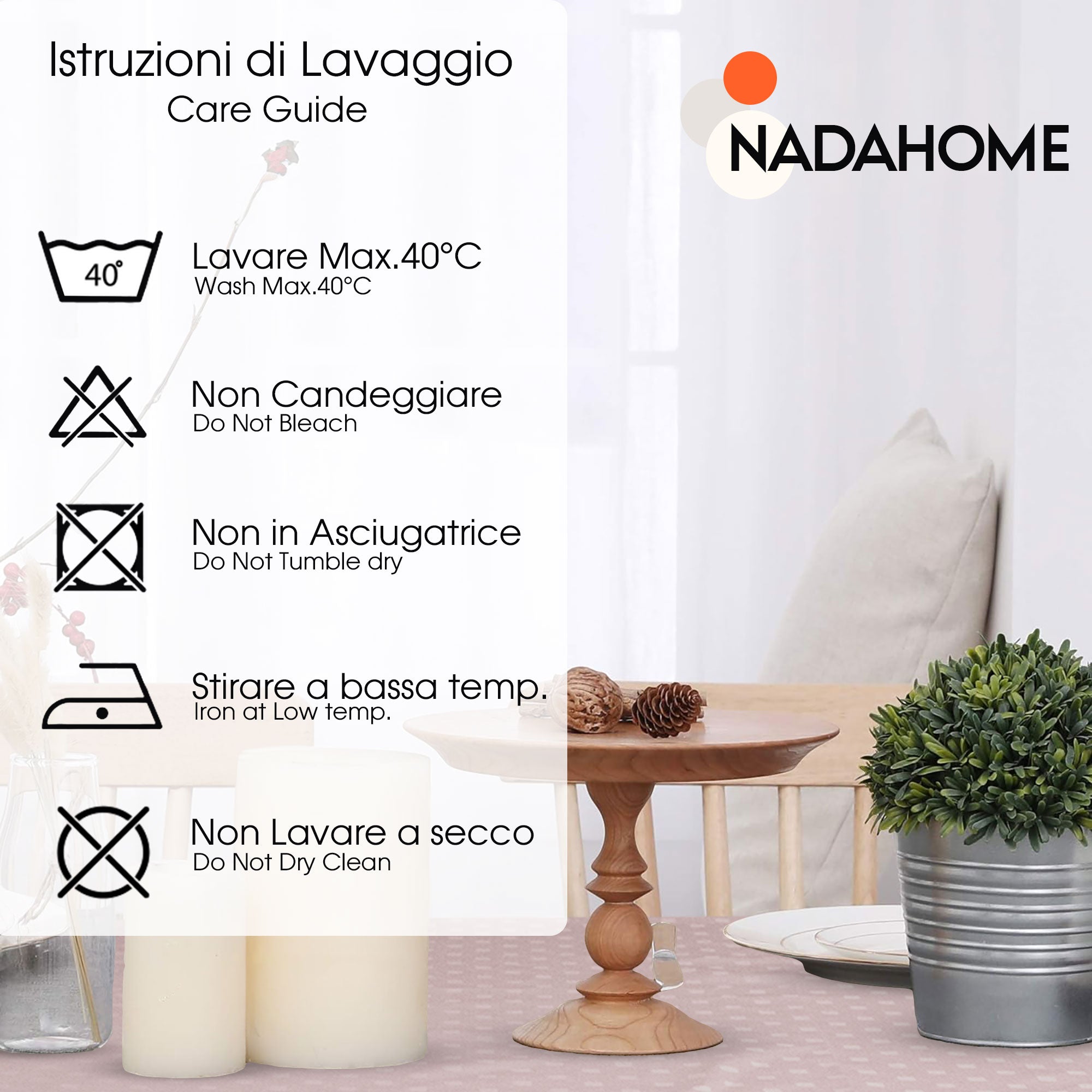 Tovaglia da Tavola 24 Posti tinta unita in Cotone Damina 3059