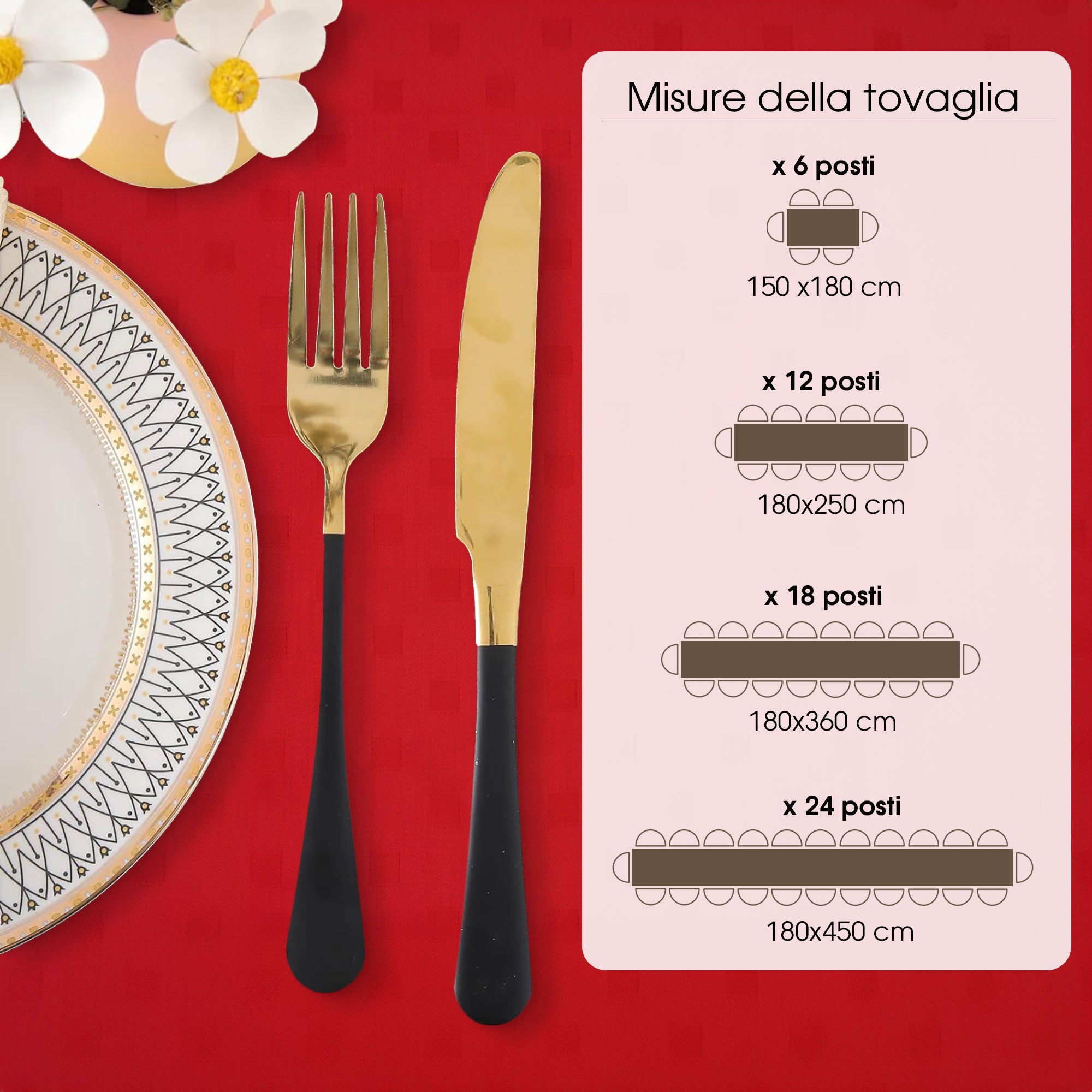 Tovaglia da Tavola 6 Posti tinta unita in Cotone Damina 0699